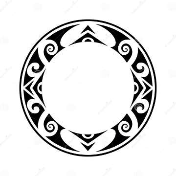 Round Maori Geometrical Round Border Frame Design. Stock Vector ...