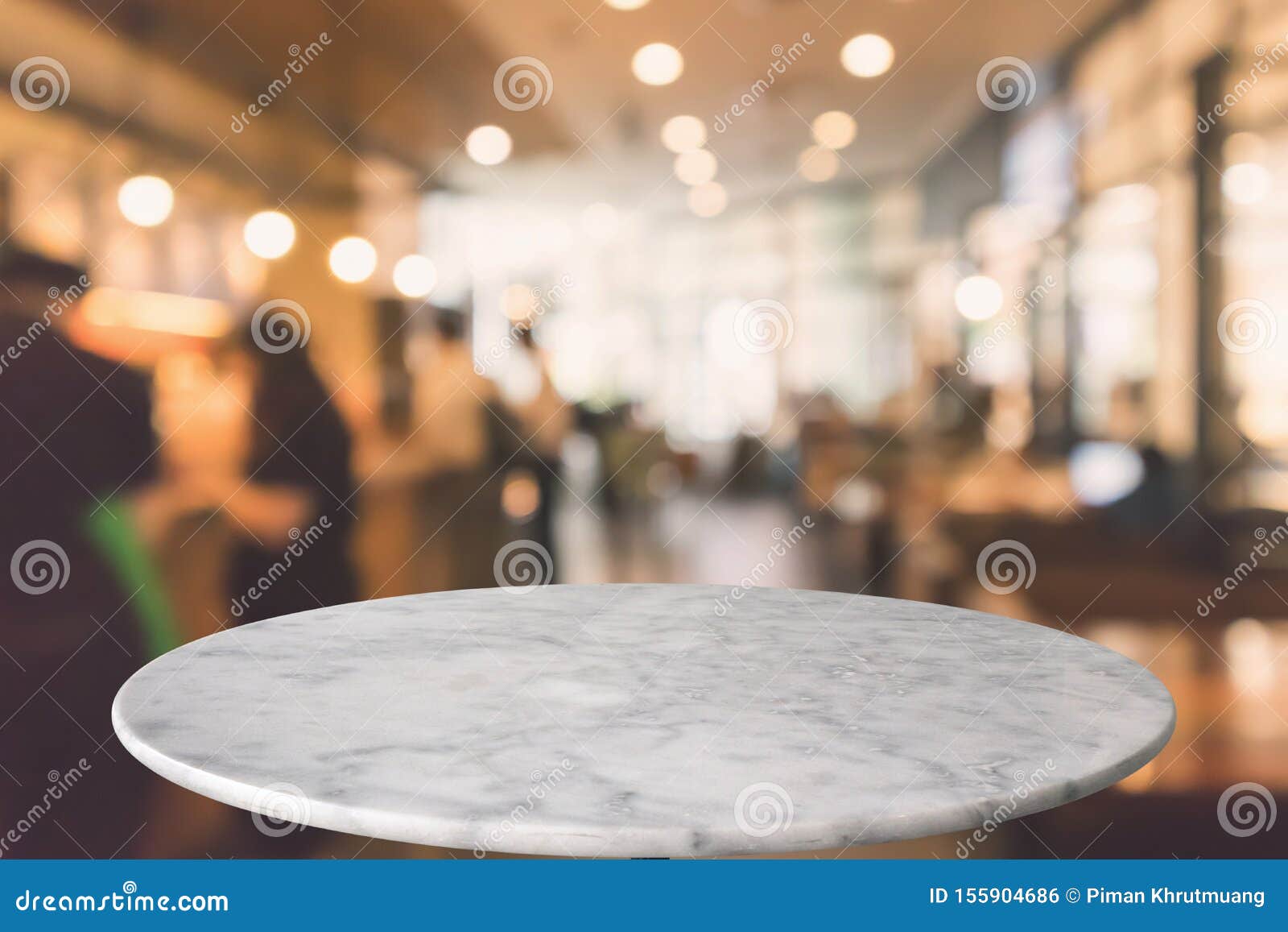 Round Marble Table Top with Cafe Restaurant Bokeh Lights Abstract Background  Stock Photo - Image of blank, background: 155904686