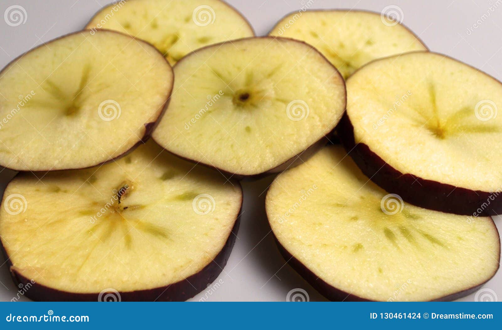 Round Natural Apple Slices on a White Background Stock Photo Image of