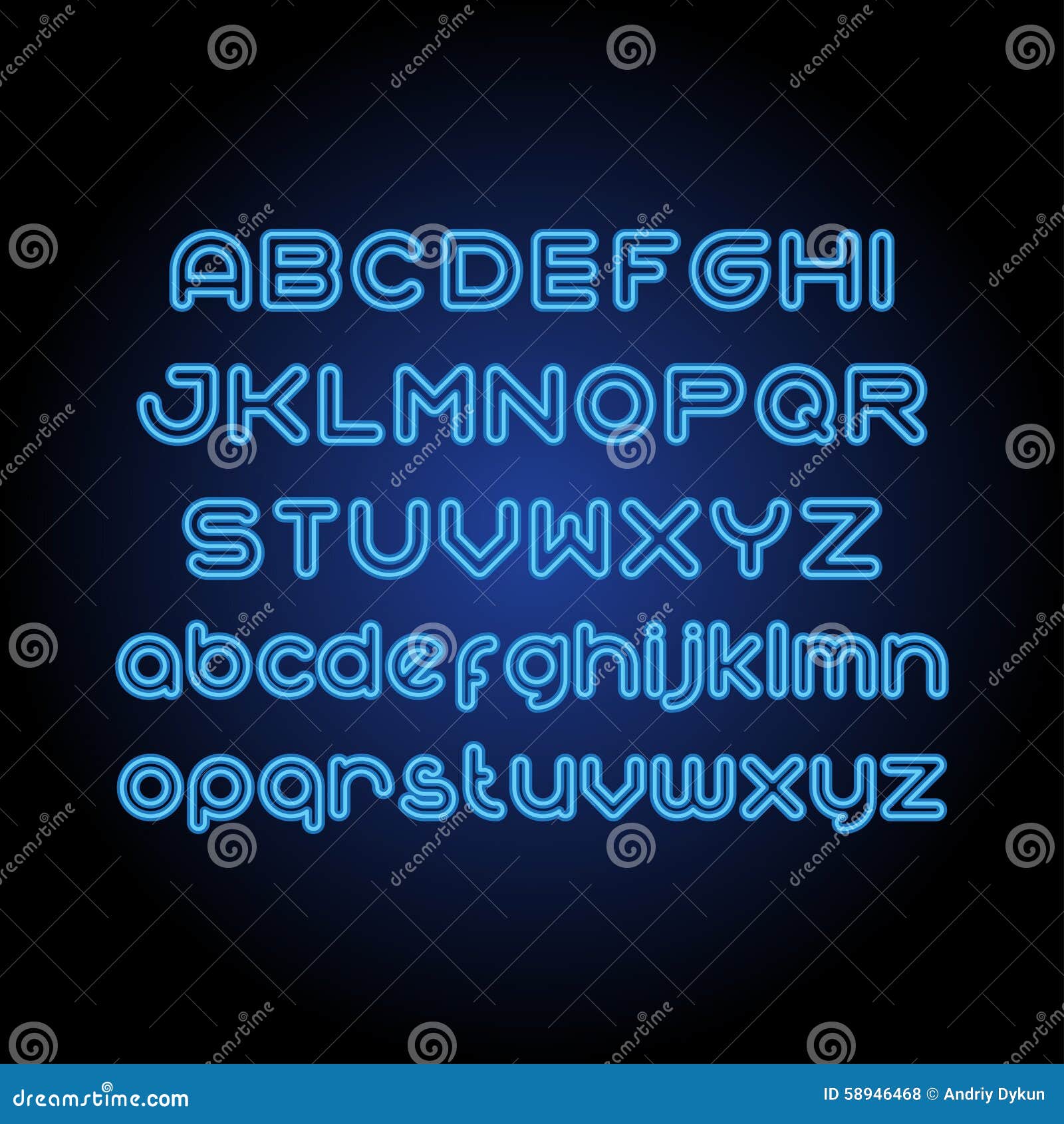 Round Neon Font stock vector. Illustration of colorful - 58946468