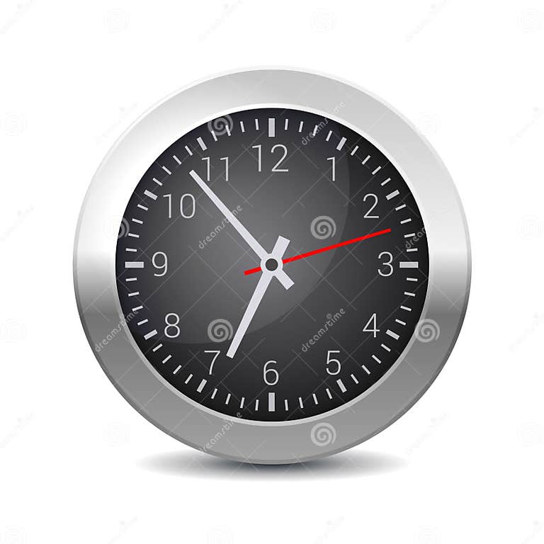 Round Office Wall Clock with Black Dial. Vector Stock Vector ...