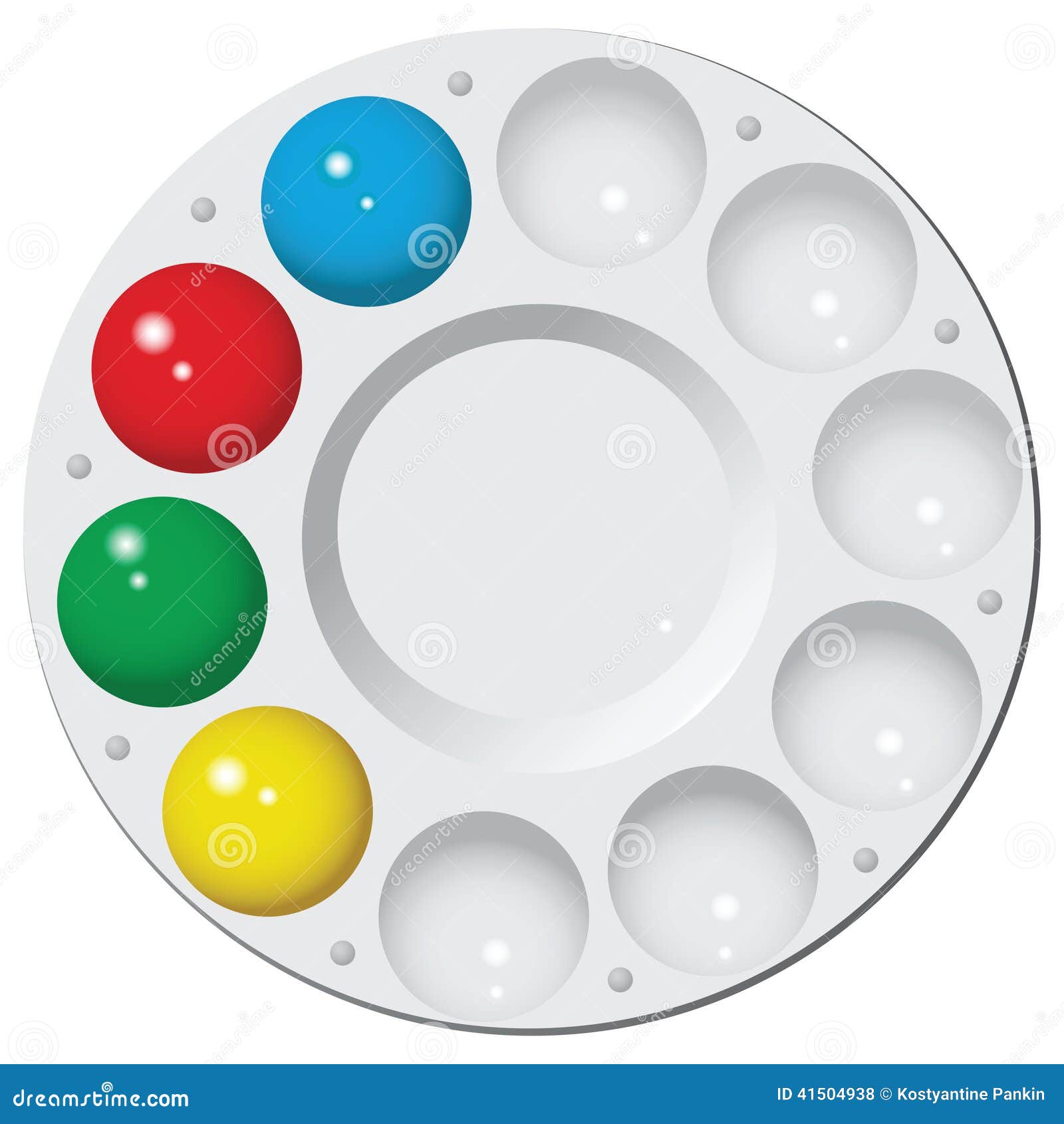 Round Palette with Water Color Stock Vector Illustration of green