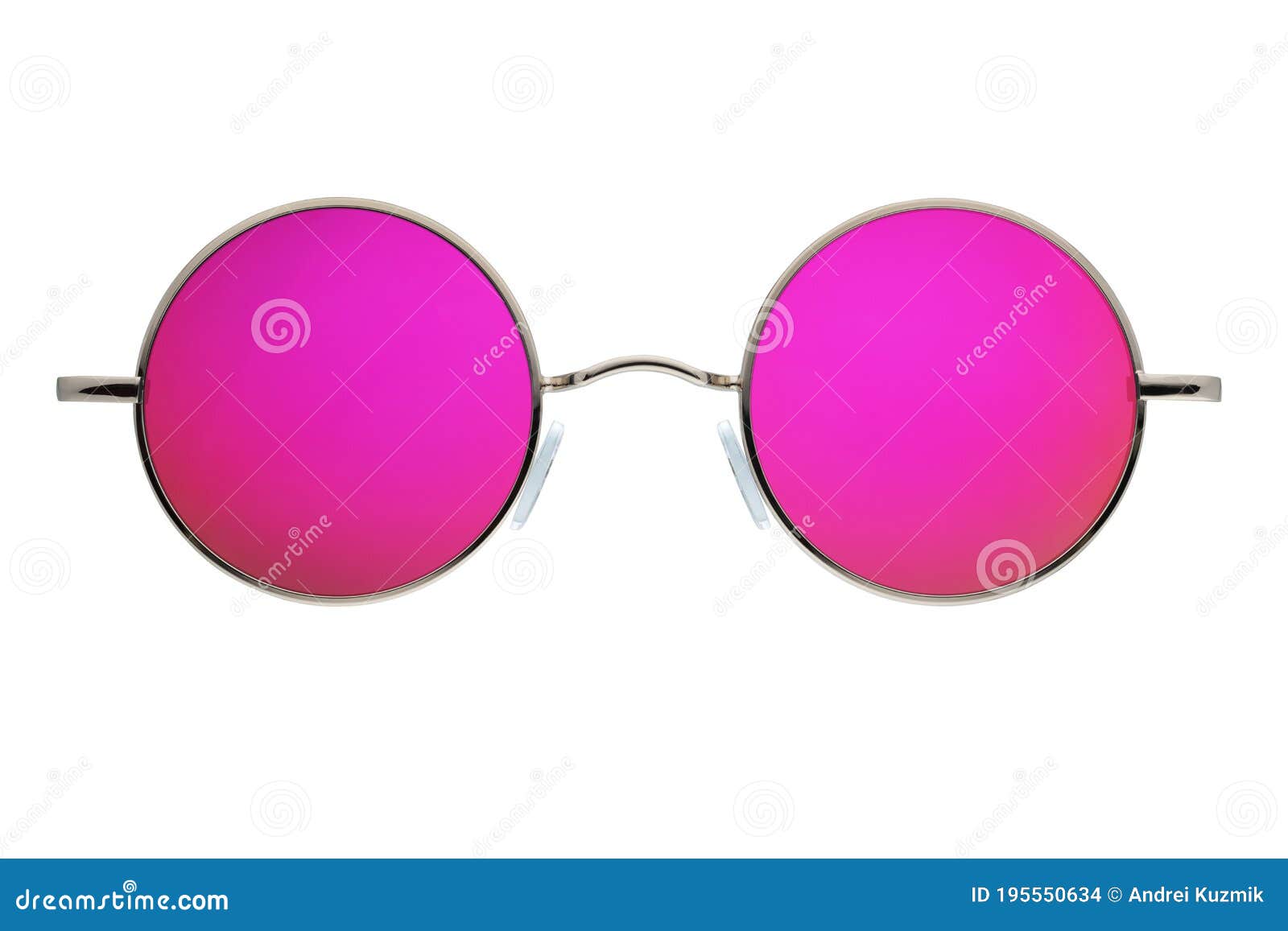 round pink mirror gun metal sunglasses  on white