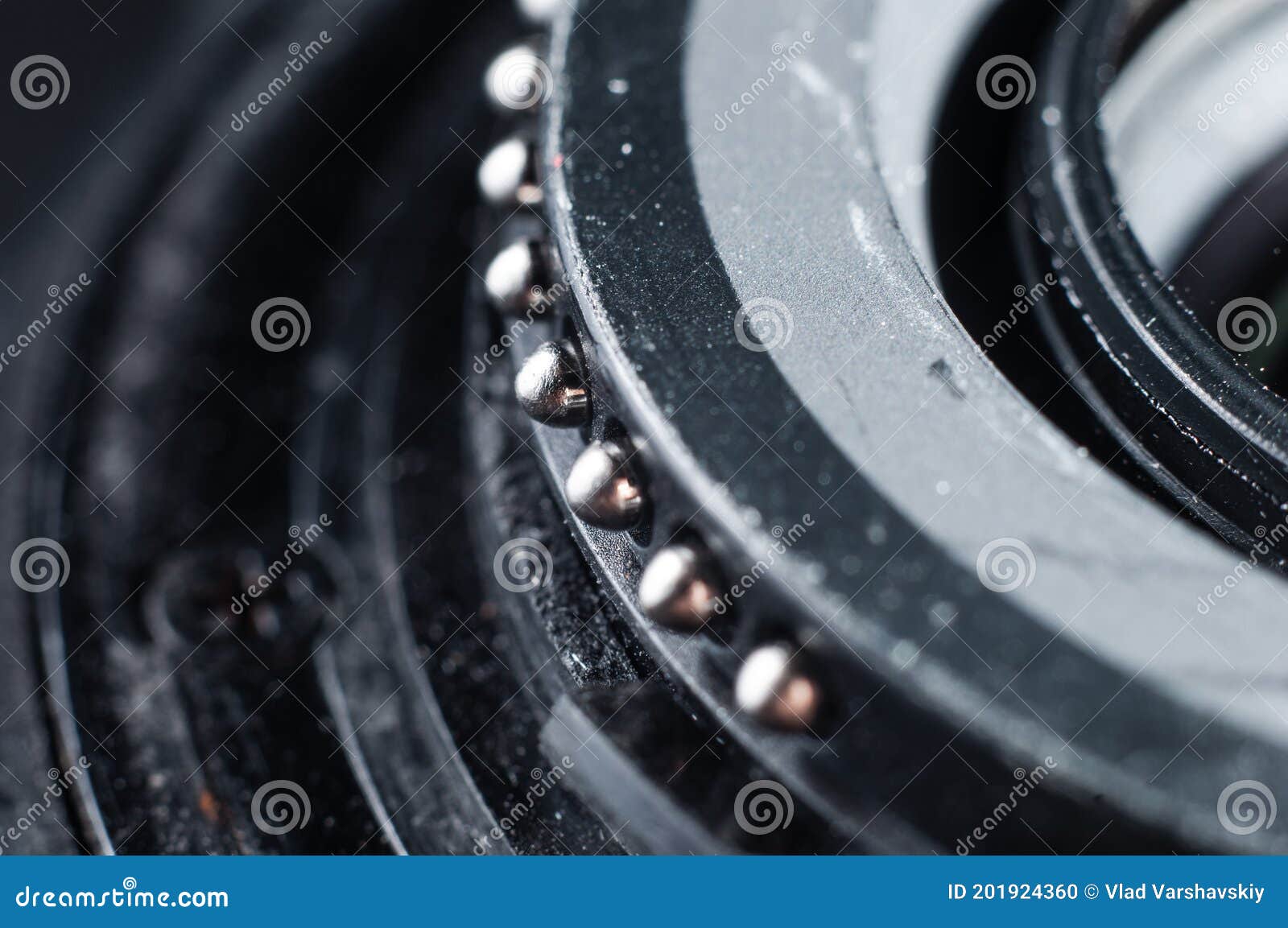 Round Pins on the Edge of the Lens Mount Closeup. Stock Photo Image