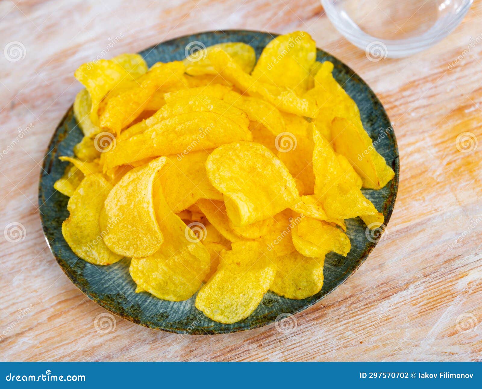 Round Plate of Potato Chips in Restaurant Stock Photo Image of snack, round 297570702