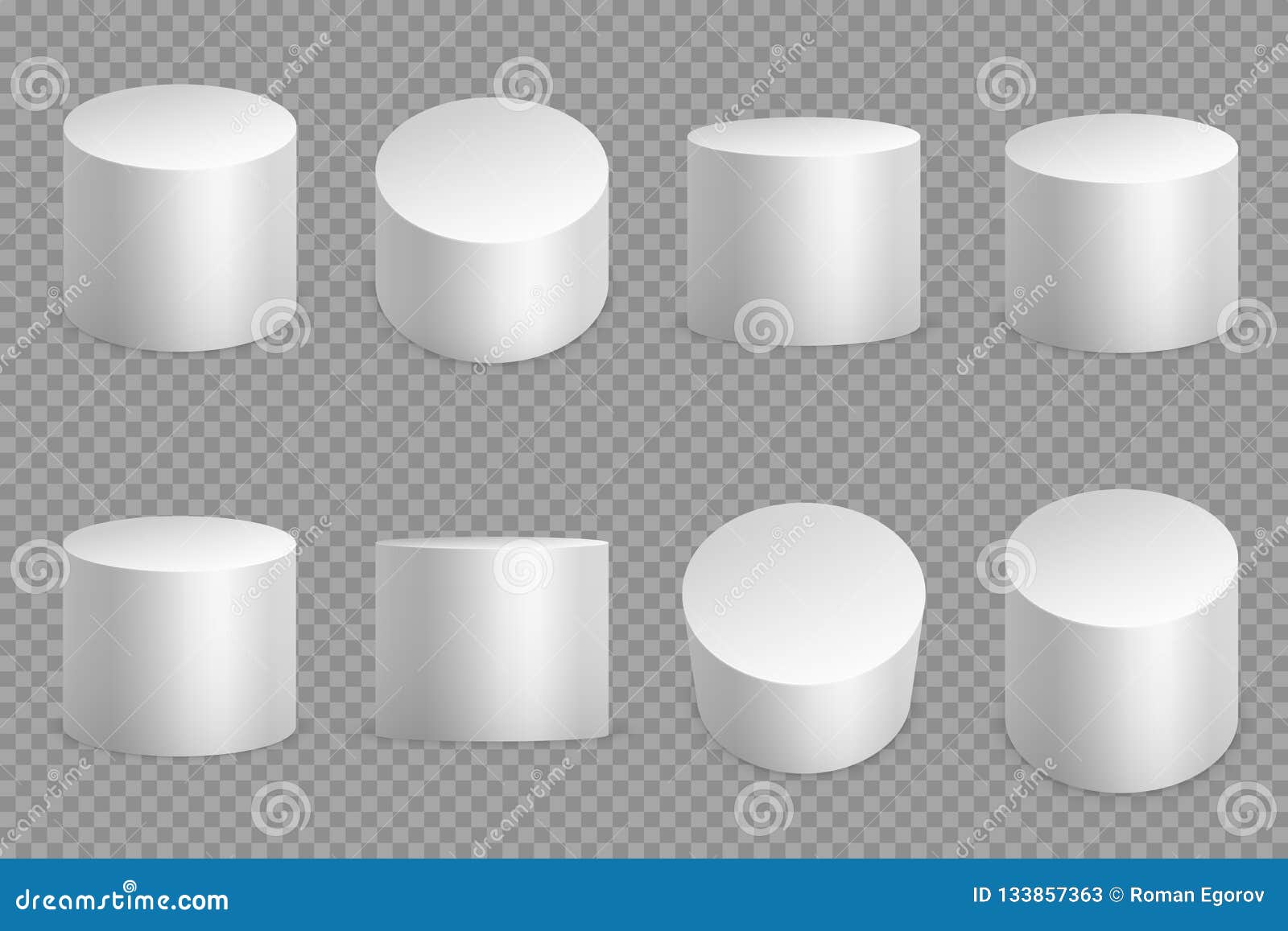 round podium 3d bases. white cylinder solid pedestal. pillar circular foundation  