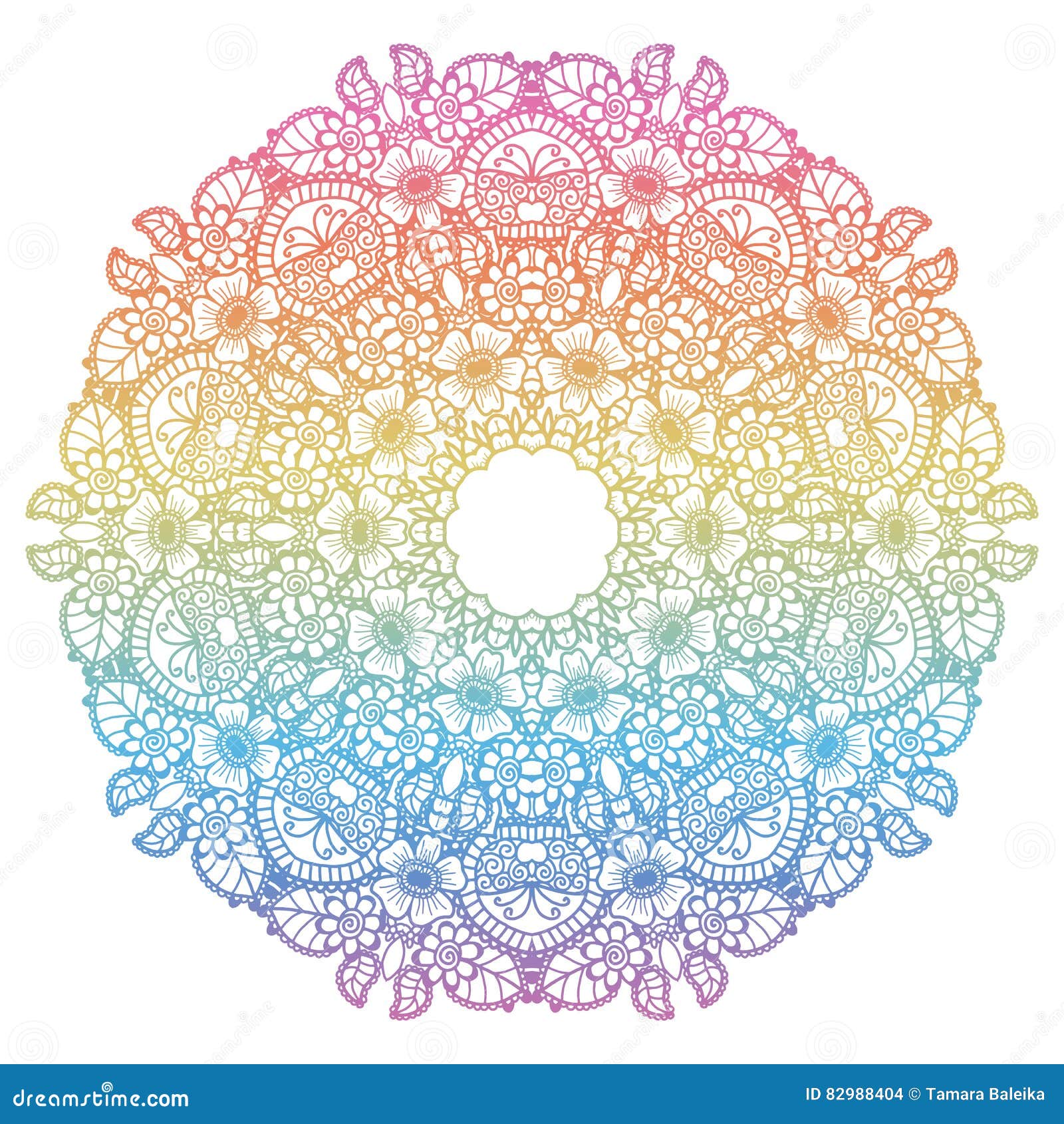 Download Round Rainbow Mandala Background. Stock Vector - Illustration of asian, indian: 82988404