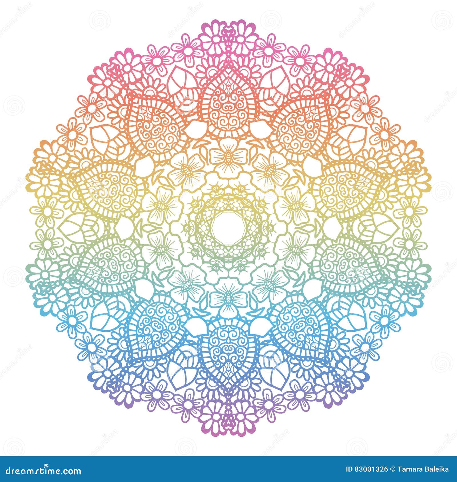 Download Round Rainbow Mandala Background. Stock Vector ...