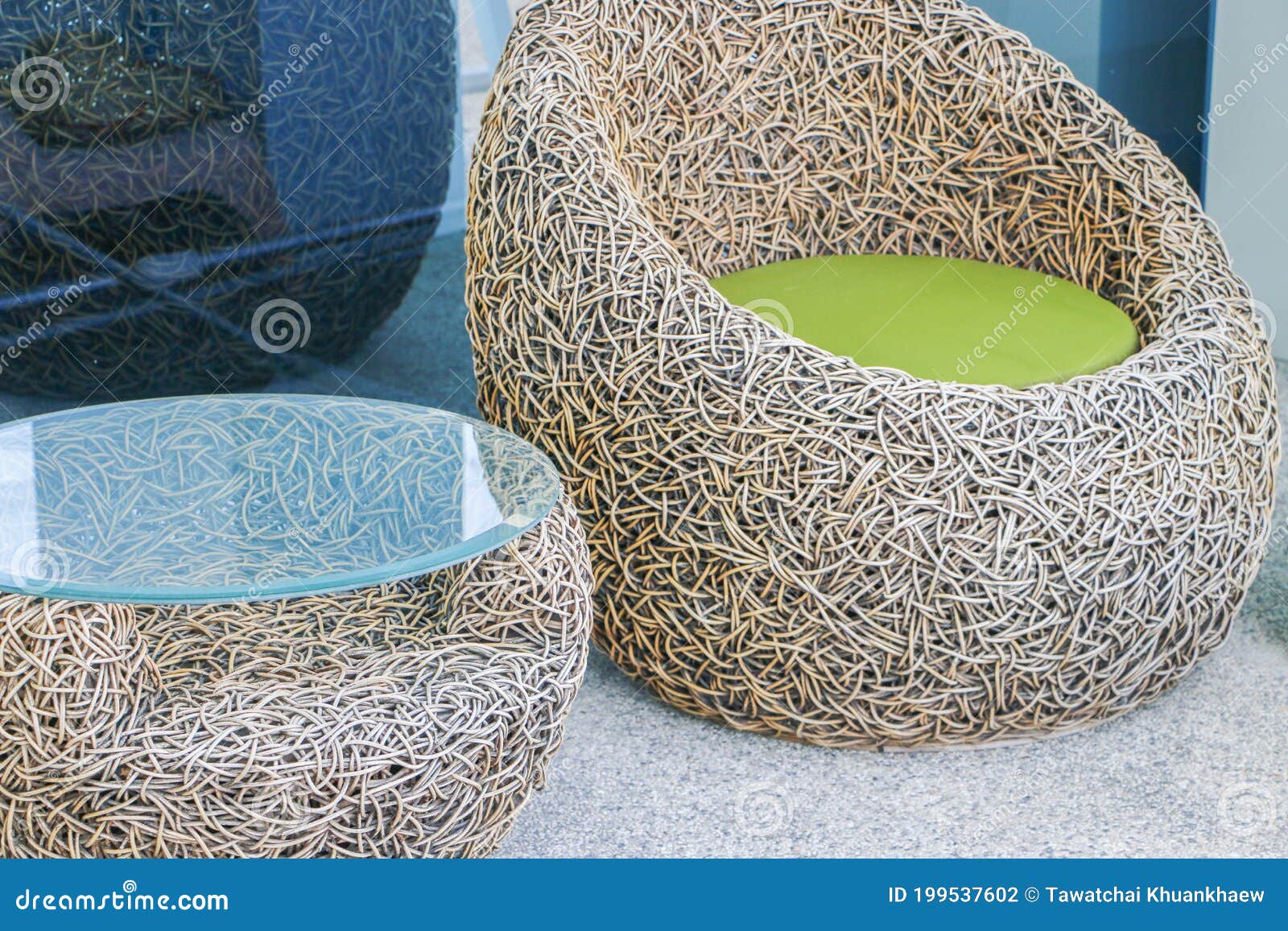 Round Rattan Chair, Comfortable Seats Stock Photo Image of balcony