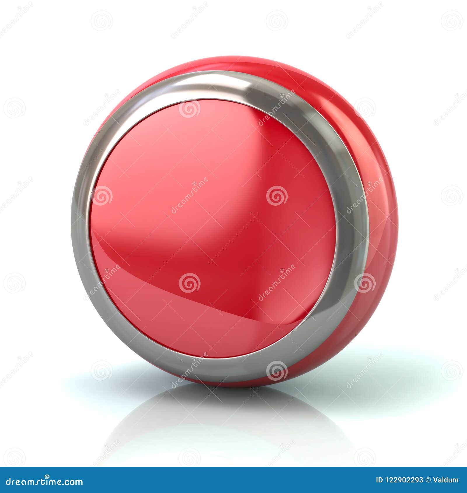 round red button with metal borde 3d 