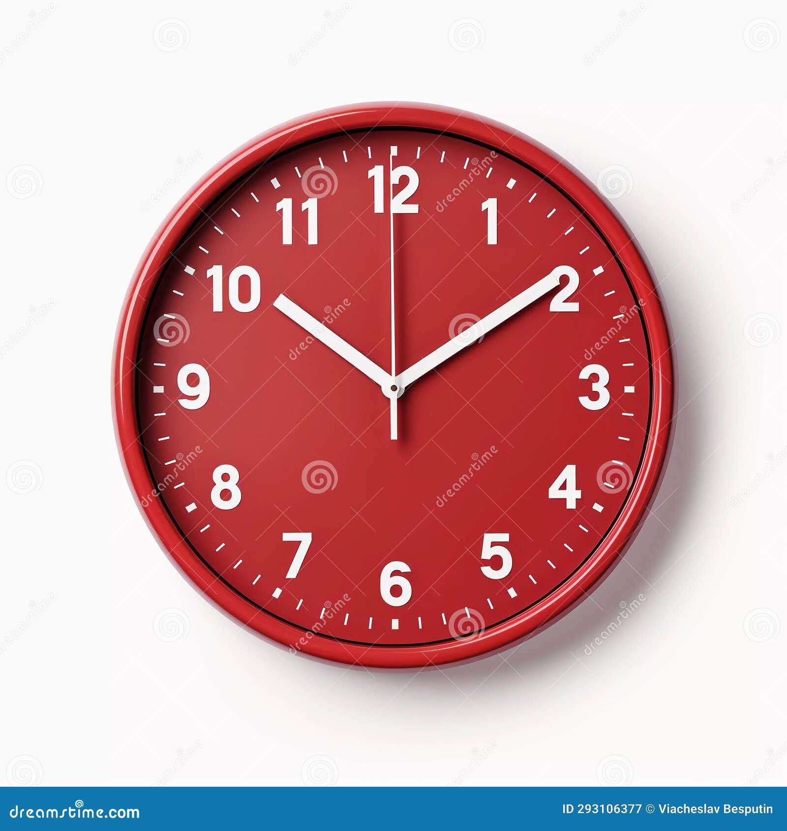Round Red Clock on a White Background Stock Illustration Illustration of arrow, office 293106377