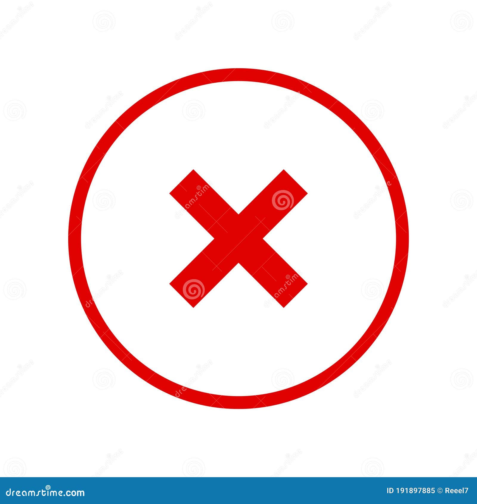 Round Red X Mark Line Icon, Button, Cross Symbol Isolated on a White  Background. Stock Vector - Illustration of concept, background: 191897885