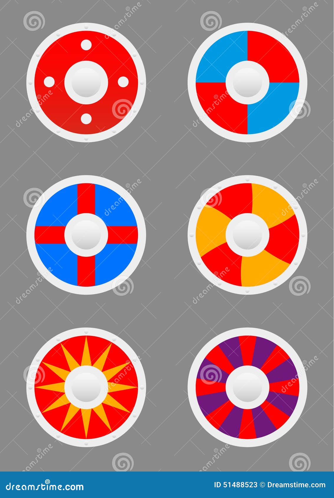 Round shields icons set stock vector. Illustration of knight