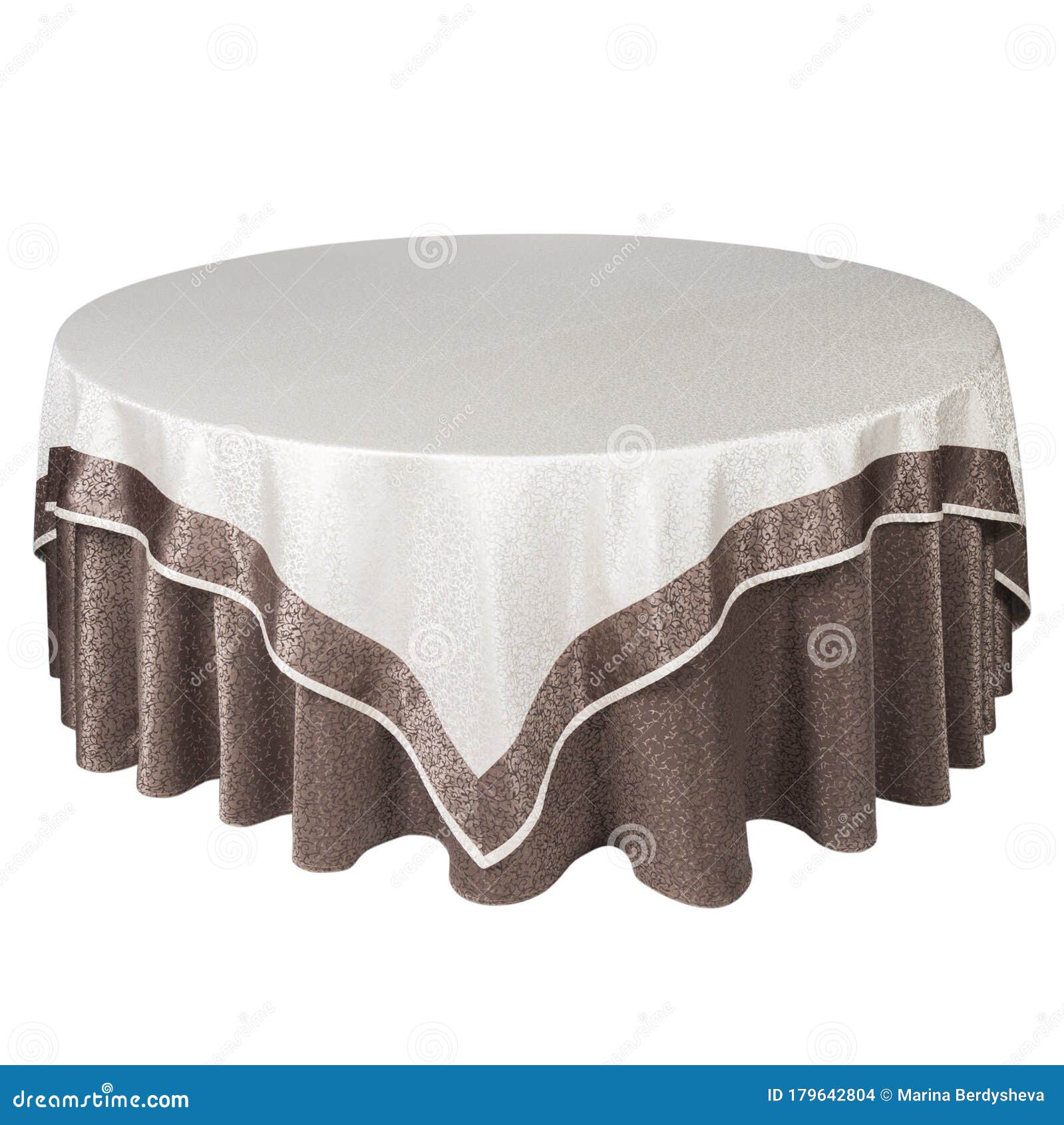 Round Table with White and Brown Tablecloth Stock Photo Image of