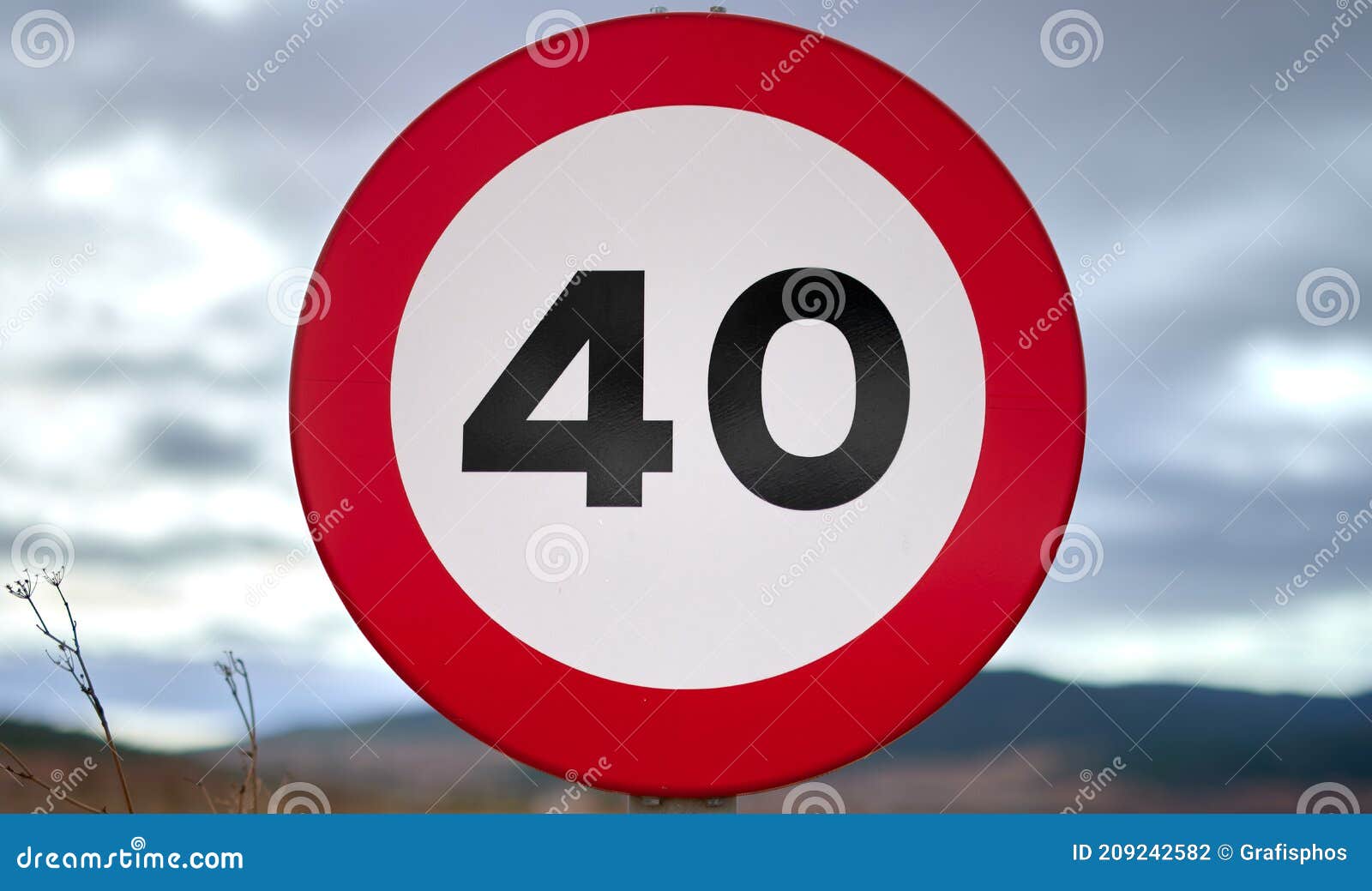 Round Traffic Sign With Speed Limit Over 40 Kmh Mph Stock Photo Image round-traffic-sign-with-speed-limit-over-40-kmh-mph-stock-photo-image