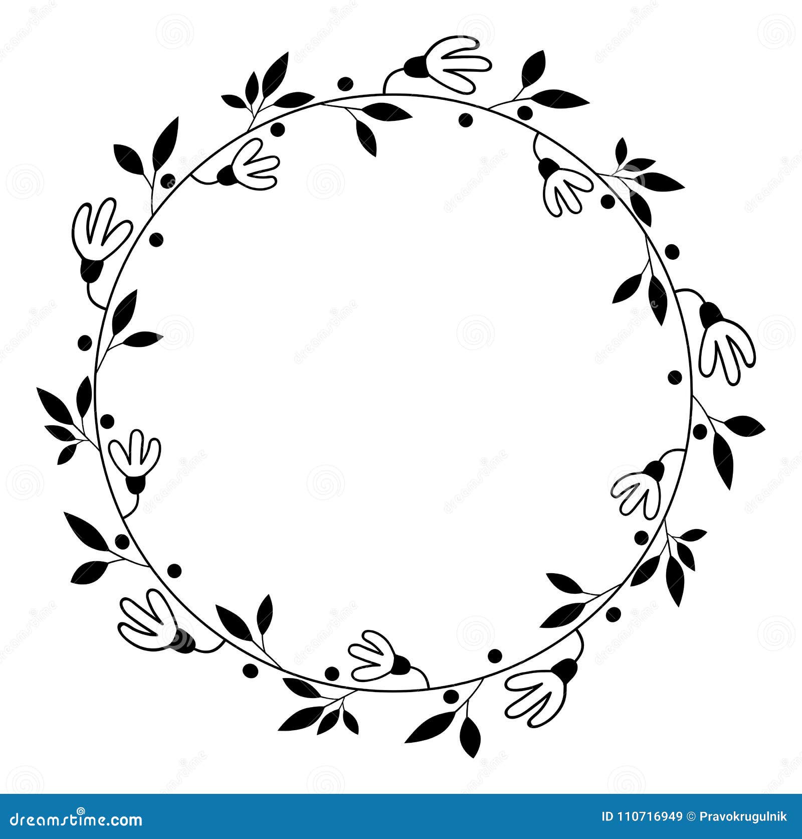 Download Round Vector Floral Wreath Border Stock Vector - Illustration of classy, circle: 110716949