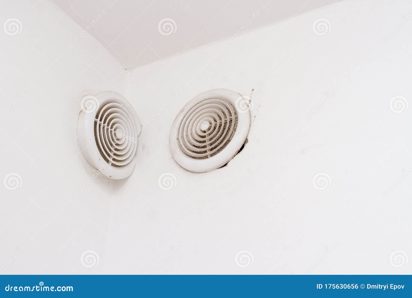 Round Ventilation Hole in the Wall of the Bathroom Stock Photo Image