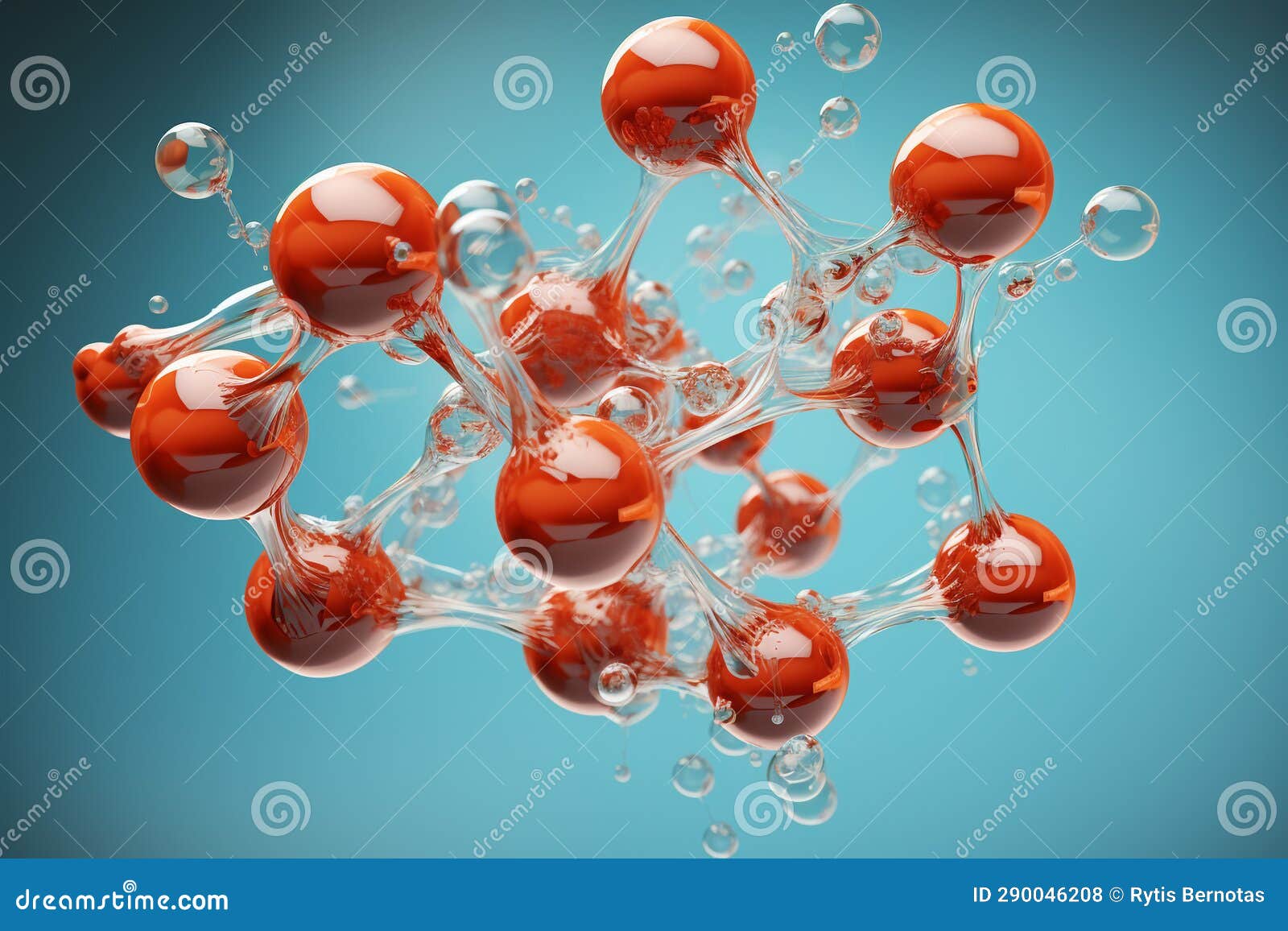 Round Water Molecules Connected with Each Other. Generative AI Stock