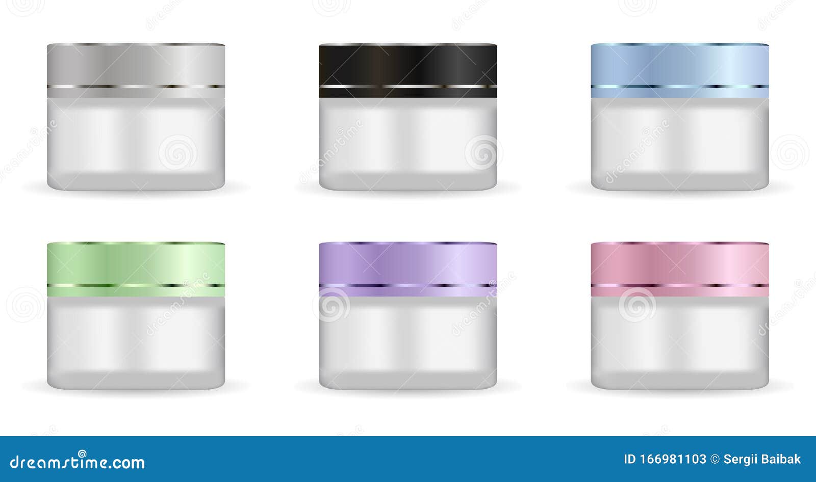 Download Round White Matt Glass Jars Set Different Lid Stock Vector Illustration Of Design Silver 166981103