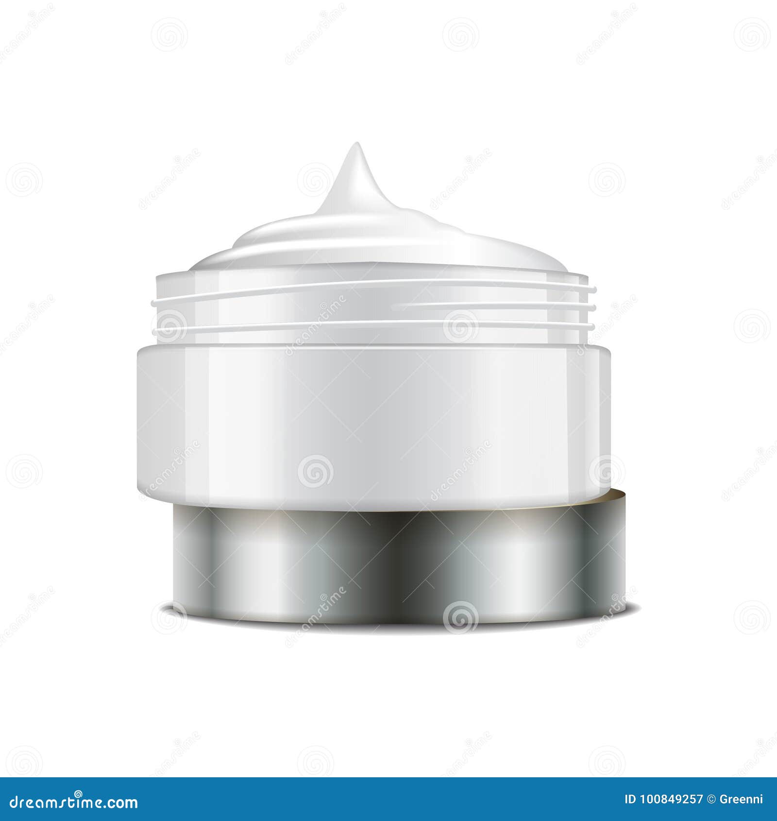 Download Round White Plastic Jar With Silver Cap For Cosmetics. Open Container. Vector Mockup Template ...