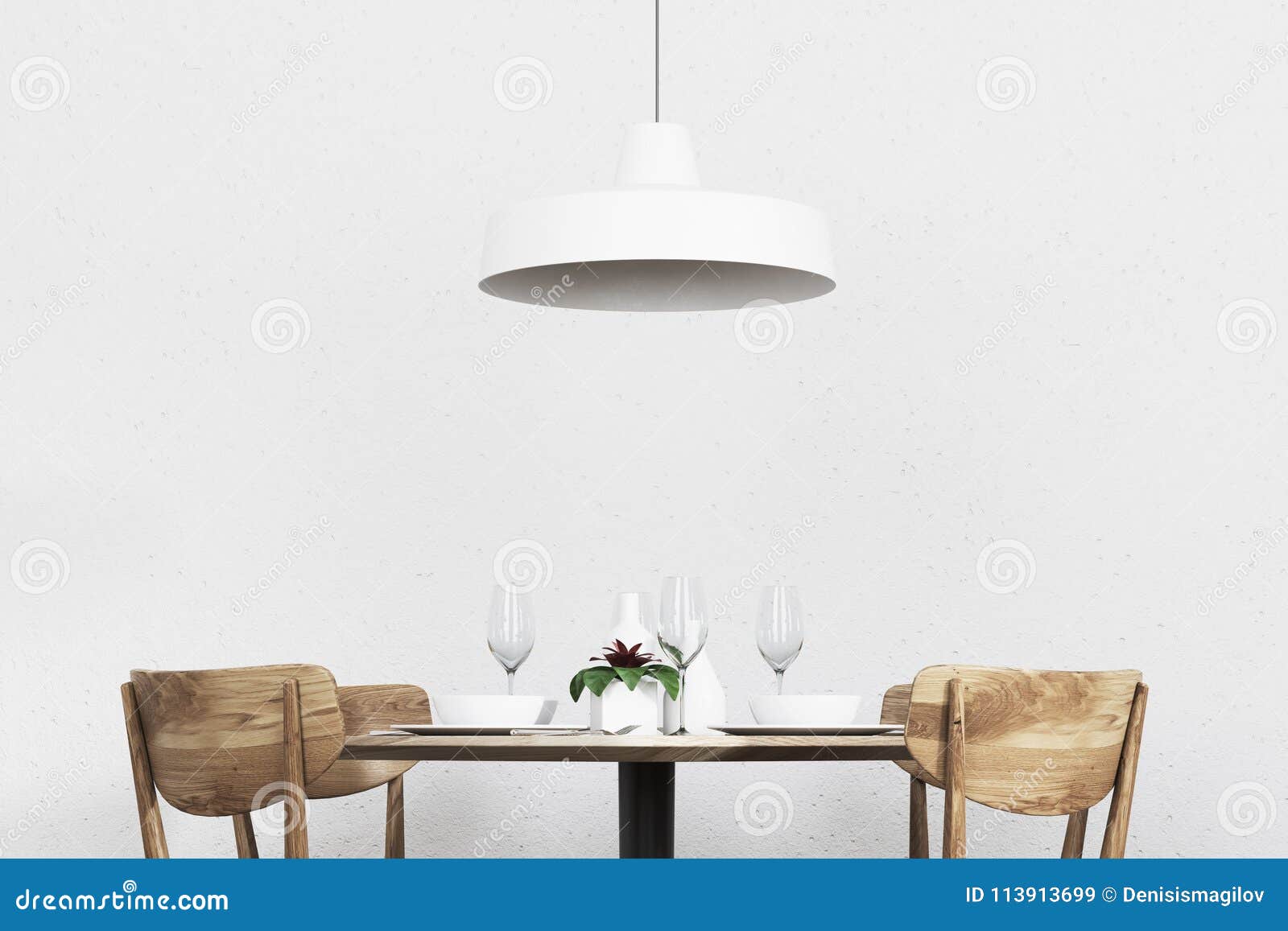 Round Table With Chairs In A Restaurant Stock Illustration