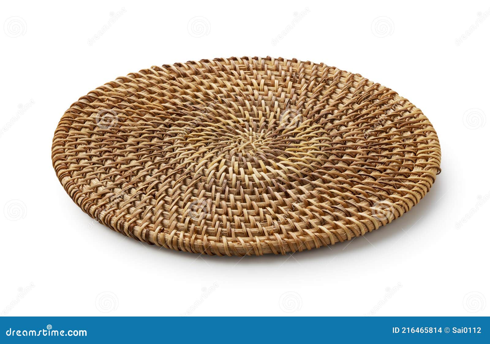 Round Woven Placemats on a White Background Stock Photo Image of retro, handcraft 216465814