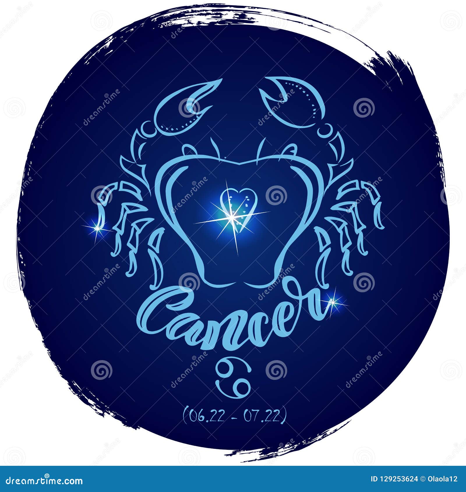 Round zodiac sign Cancer stock vector. Illustration of magic - 129253624