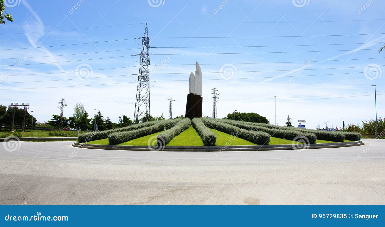 Roundabout And Garden With Sculpture Stock Image Image Of