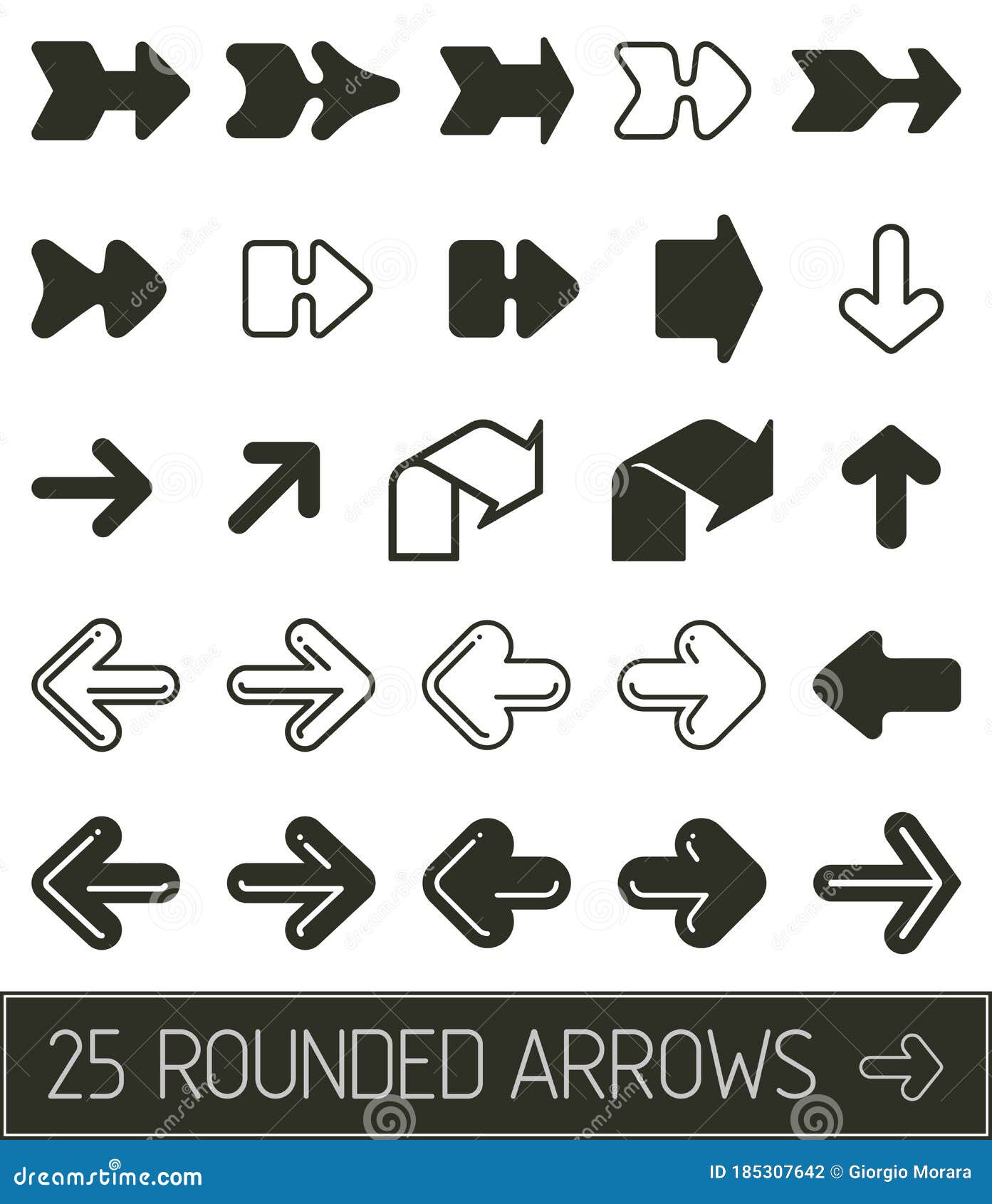 rounded arrows  set in flat clean black solution