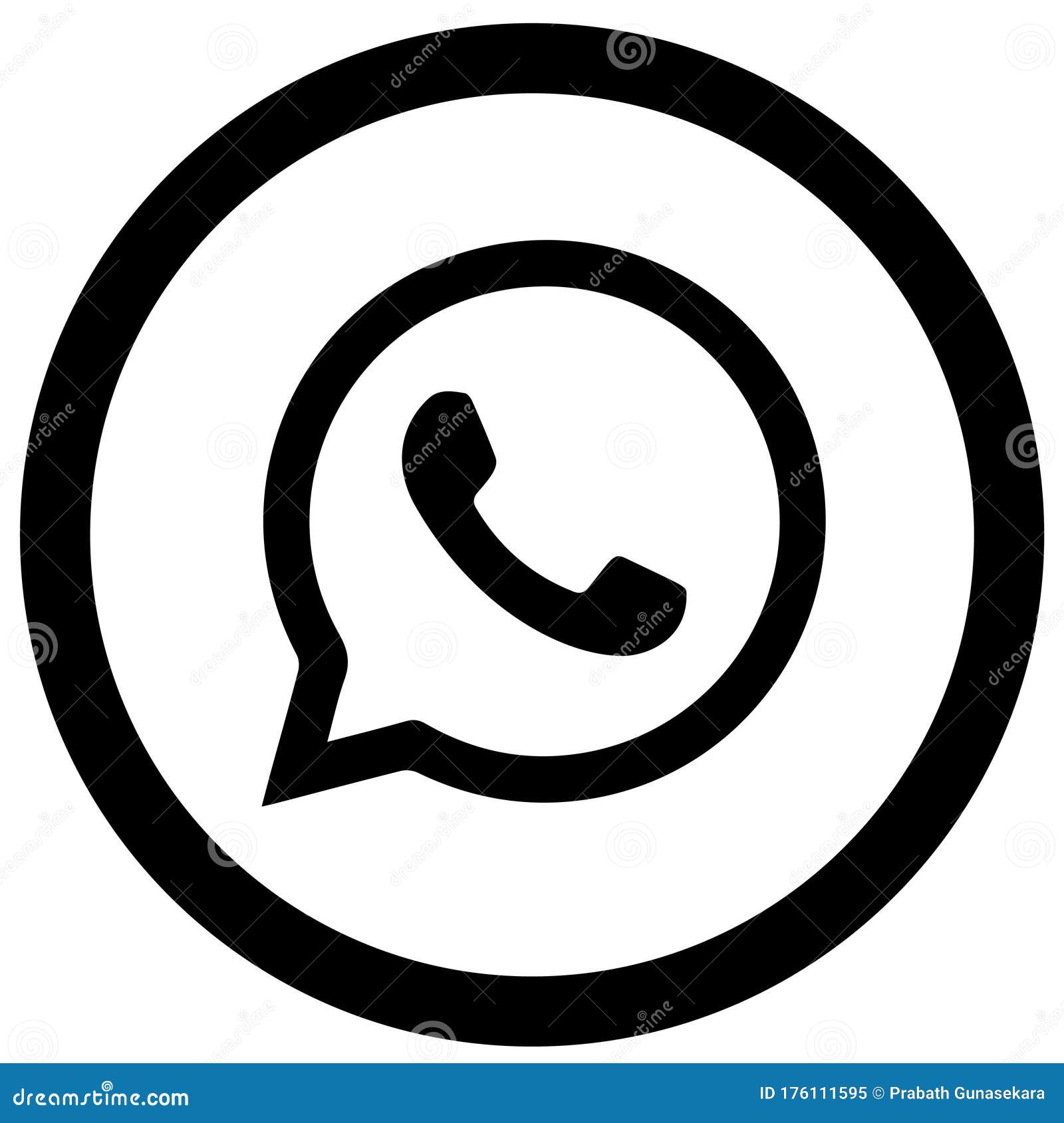 Rounded Black and White Whatsapp Icon Editorial Image - Illustration of  file, weblogos: 176111595