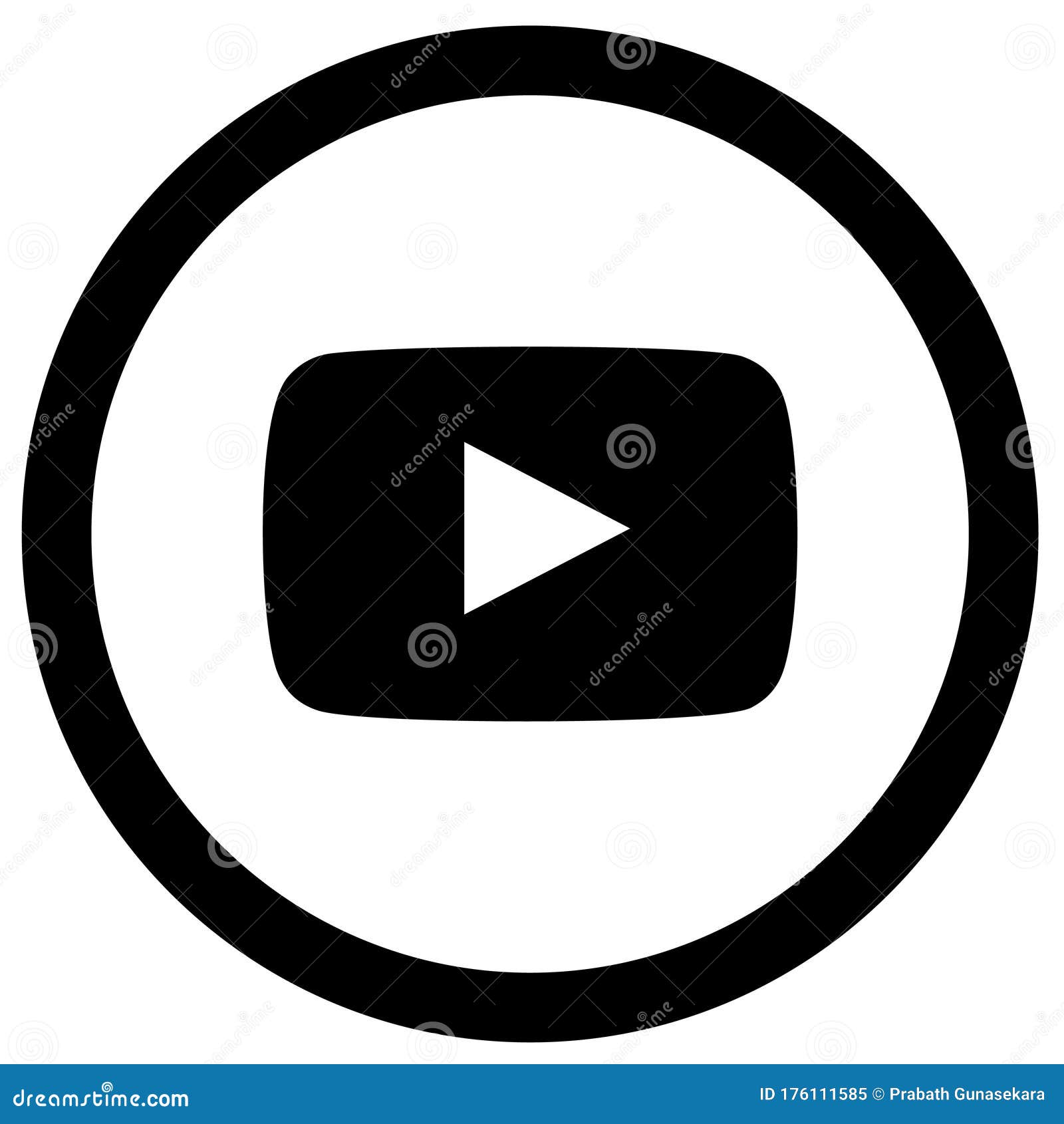 Rounded Black and White Youtube Icon Editorial Image - Illustration of  logo, icon: 176111585
