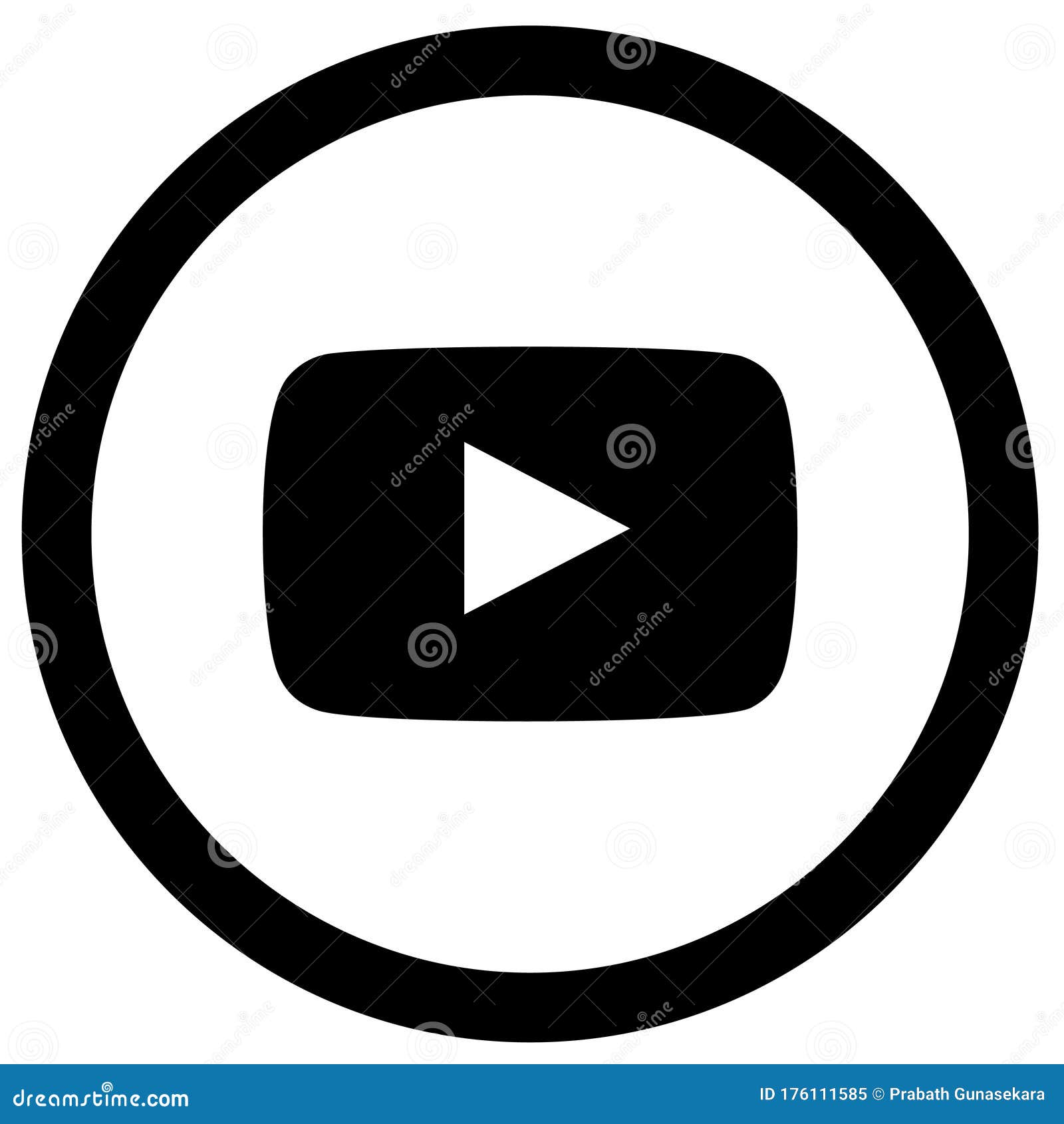 Rounded Black And White Youtube Icon Editorial Image - Illustration Of Logo,  Icon: 176111585