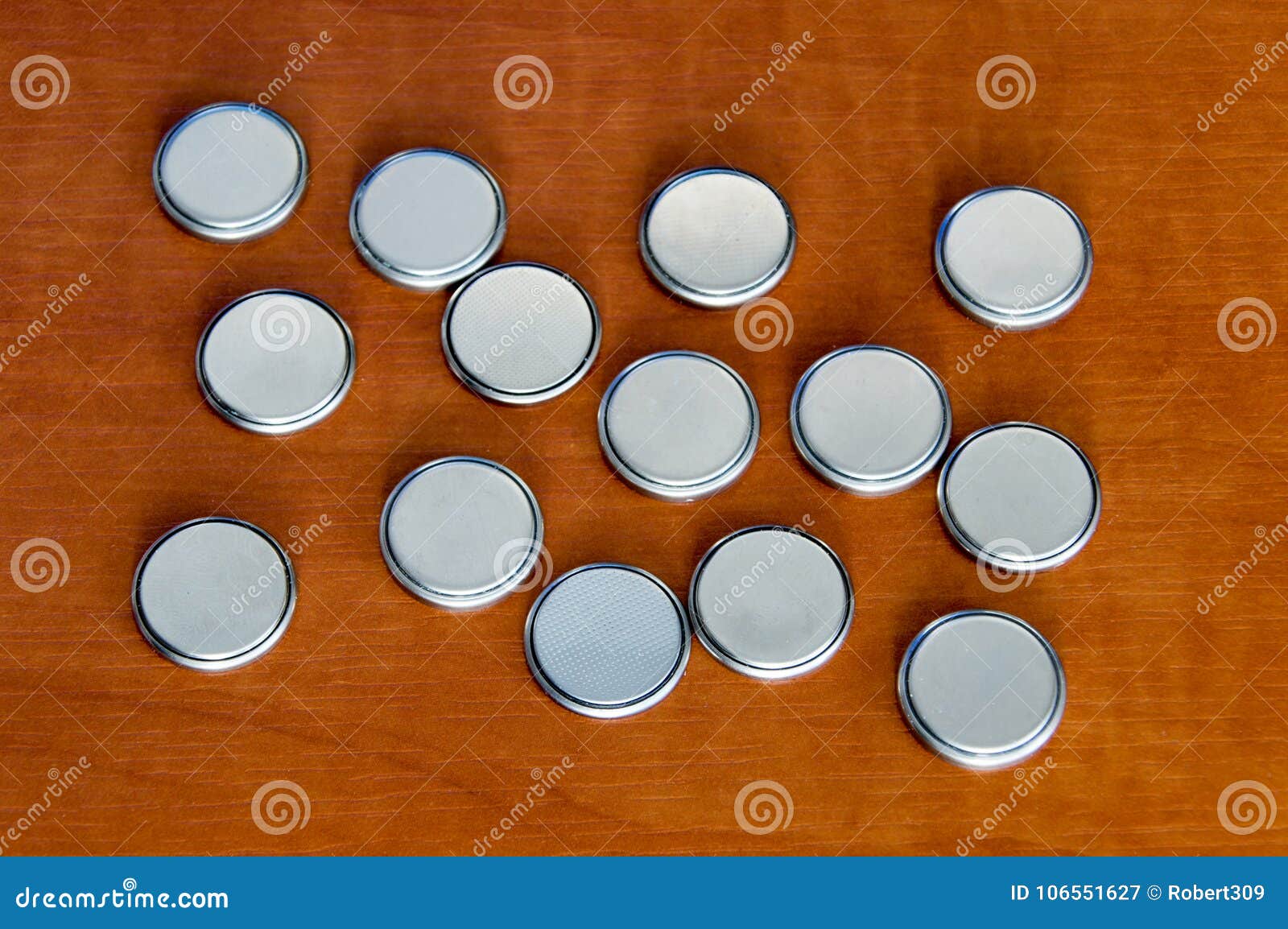 Rounded 3V battery cells. stock image. Image of button 106551627