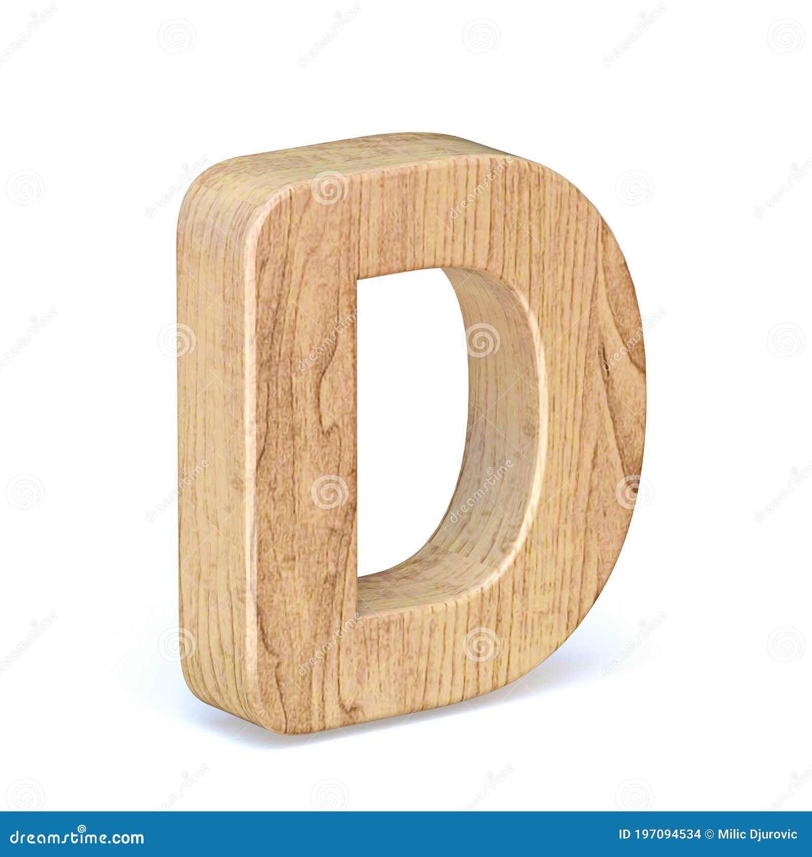 Rounded Wooden Font Letter D 3D Stock Illustration - Illustration of ...