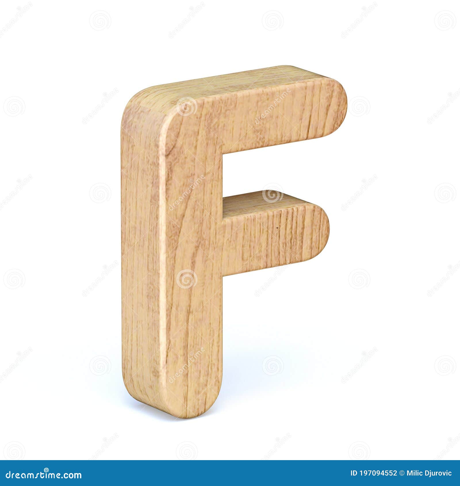 Rounded Wooden Font Letter F 3D Stock Illustration - Illustration of ...