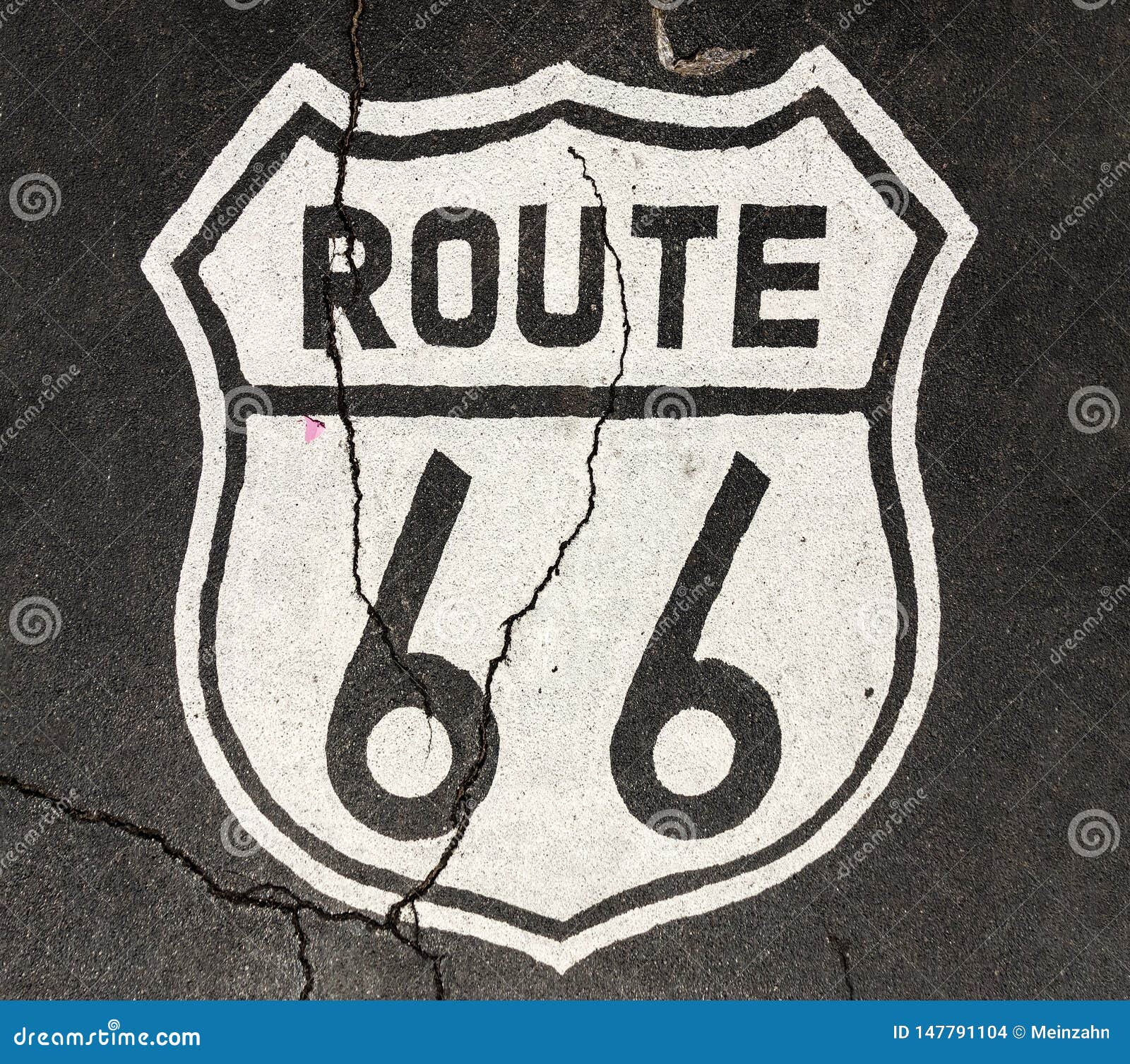 Route 66 Sign at the Street Stock Photo - Image of pavement, blue ...