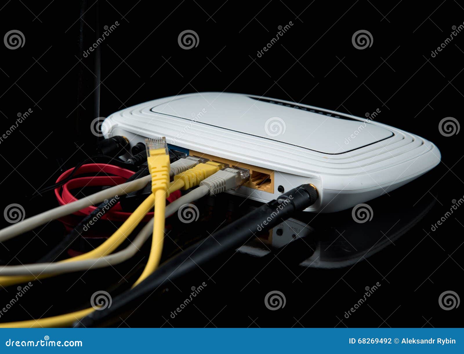 Router Cable, on Dark Background Stock Photo Image of blue