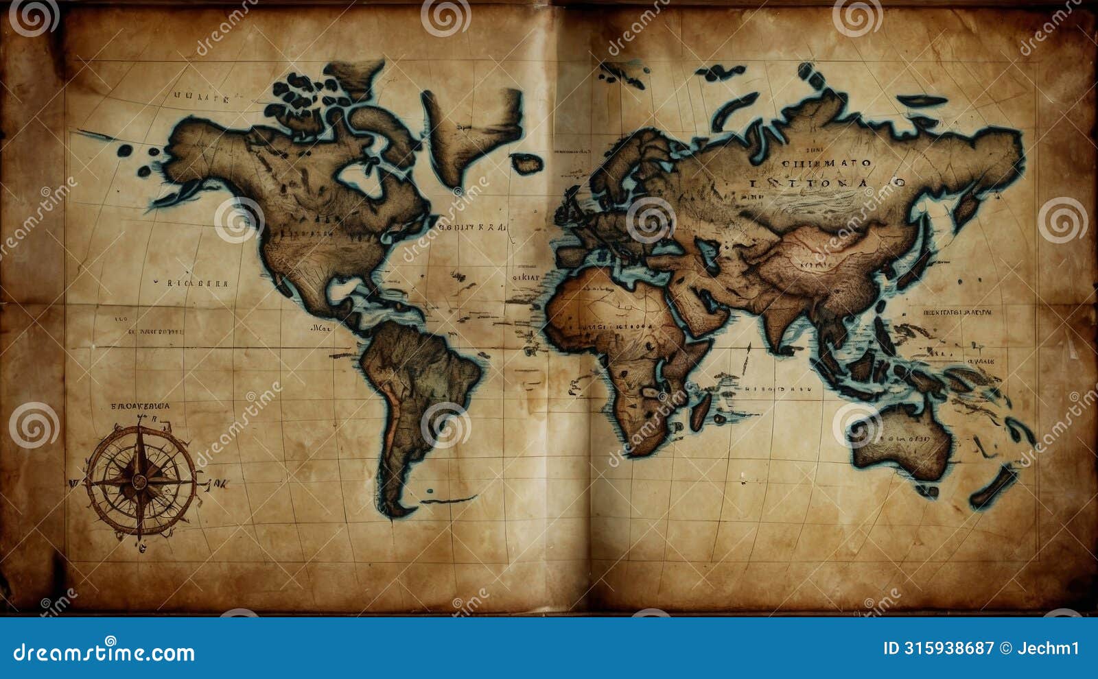 Routes of Early Explorers with a Historical Map, Meticulously Drawn on 