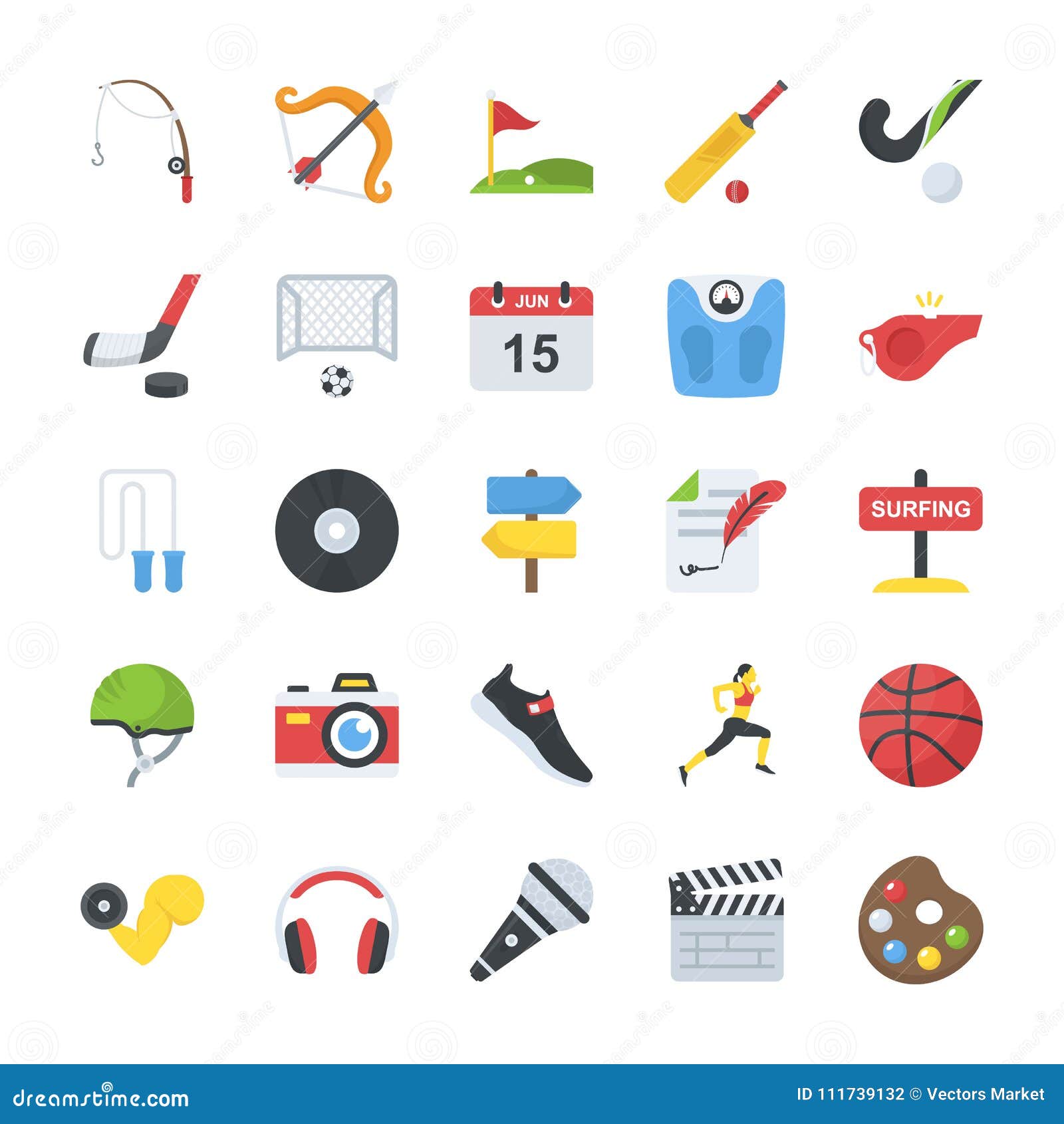 Flat Icons Activity Pack stock illustration. Illustration of woman