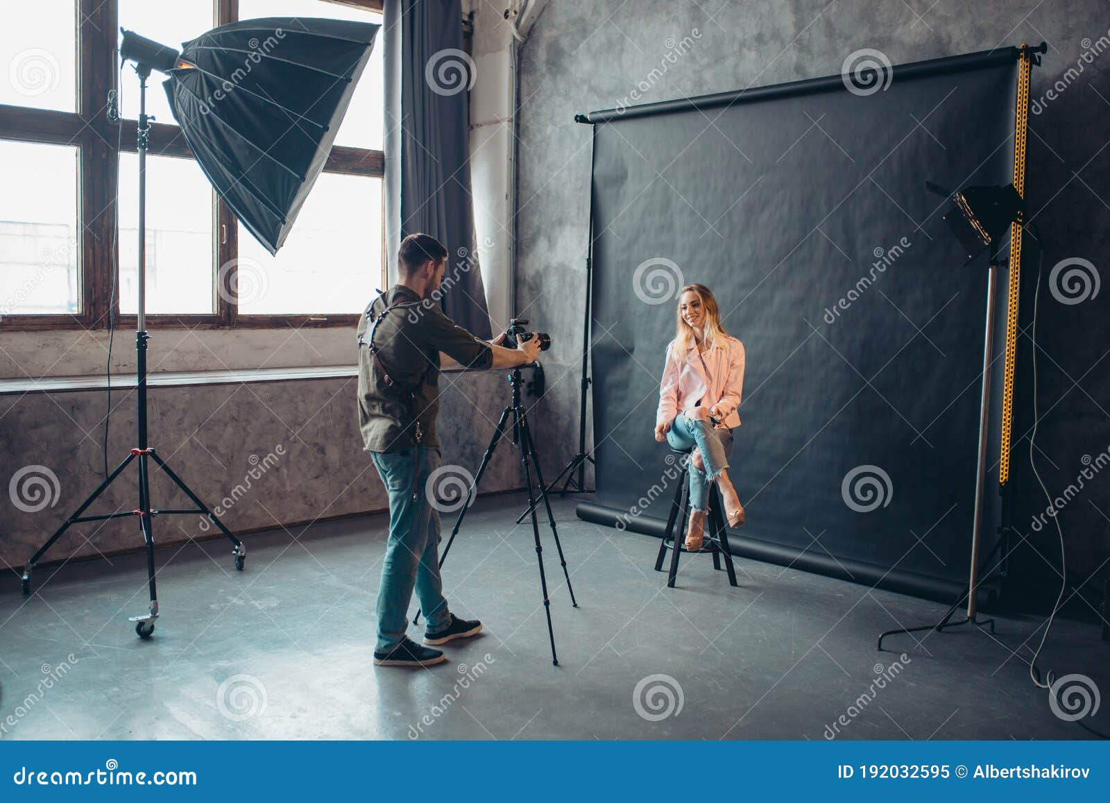 Daily Routine of Photographers,working Hours at Photo Studio Stock
