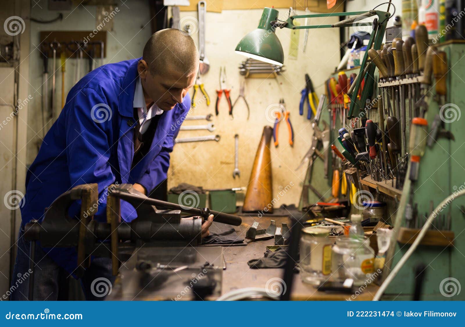 Routine Work of Gunsmith in Weapons Stock Photo Image of