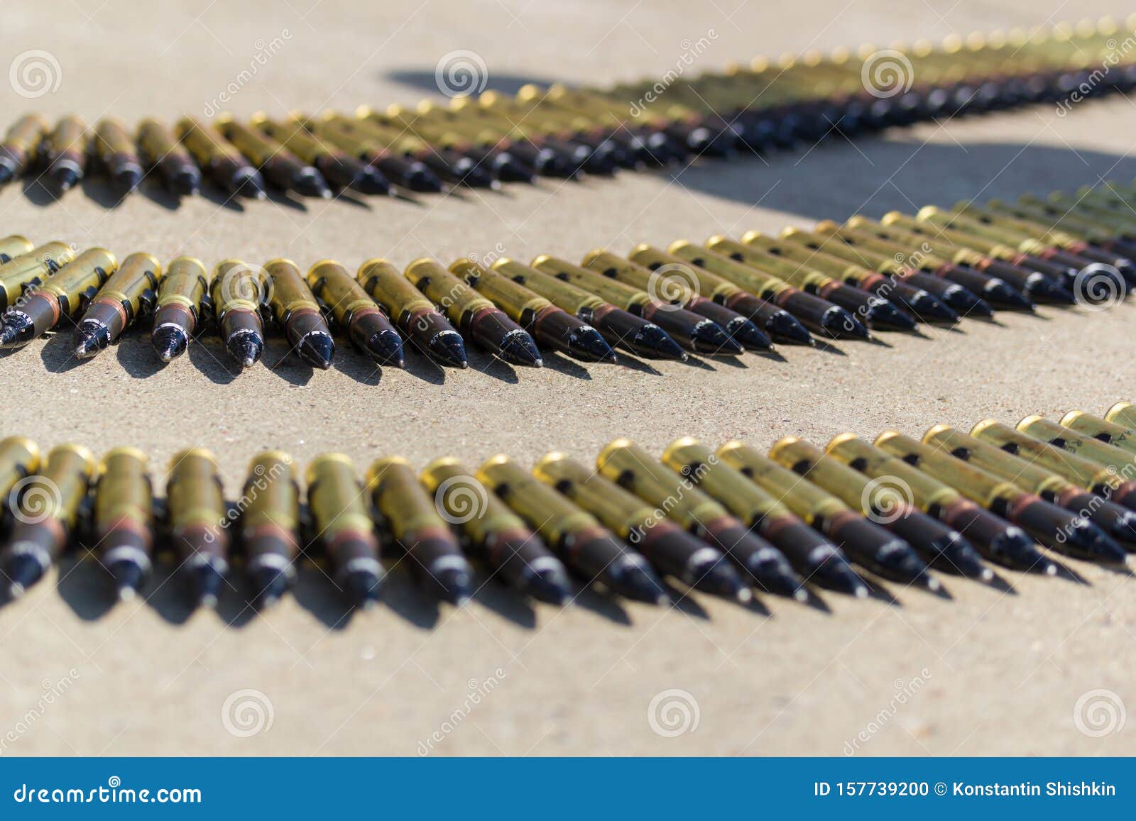 A Row of Ammunition Cartridges Three Rows of Bullets in the Circle Stock Photo Image of