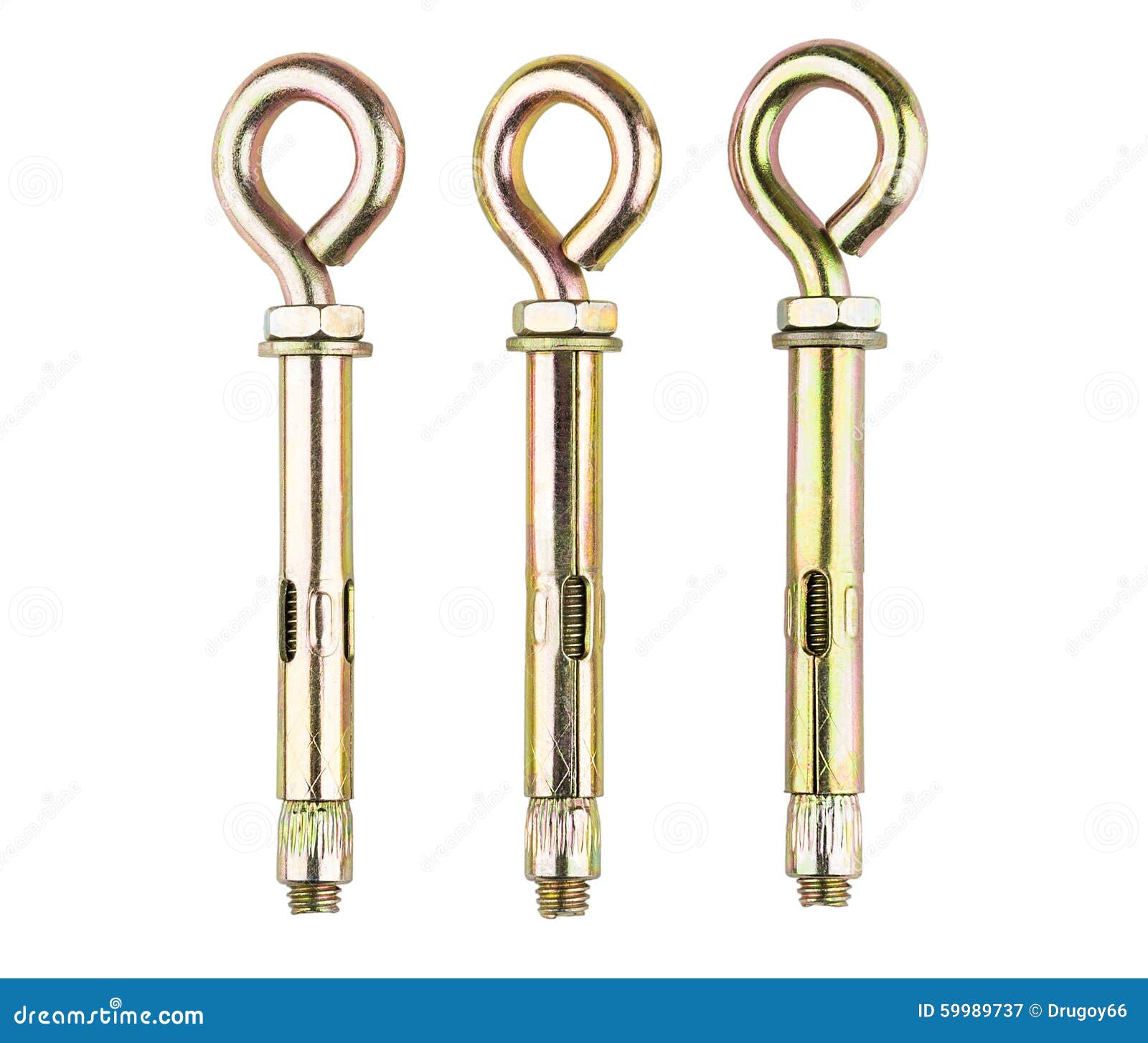 Row of Anchor Bolts with Ring Isolated on White Stock Image Image of