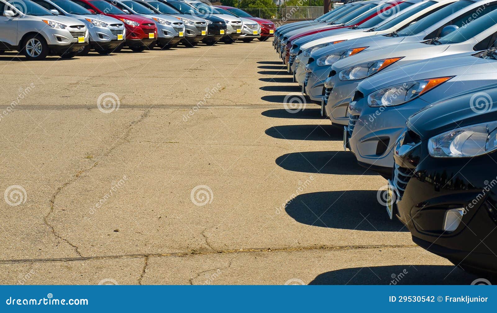 Row of Automobiles on a Car Lot Stock Photo Image of dealer, head
