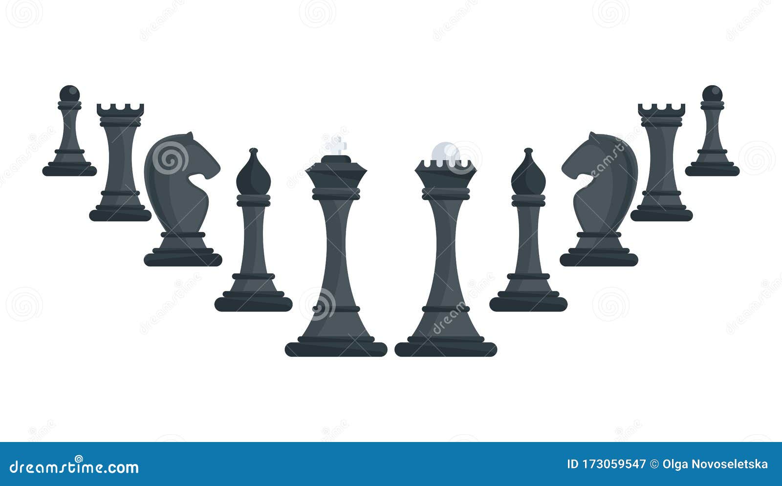 White chess pieces in a row Royalty Free Vector Image