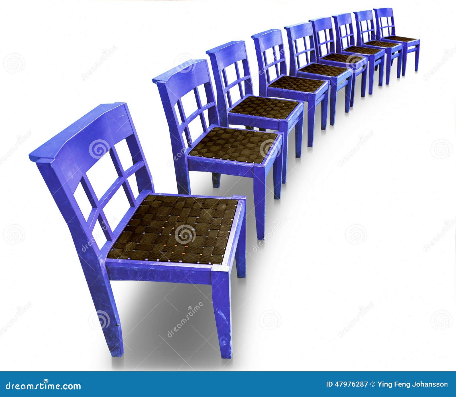 Row of blue chairs stock image. Image of robust, expectation 47976287