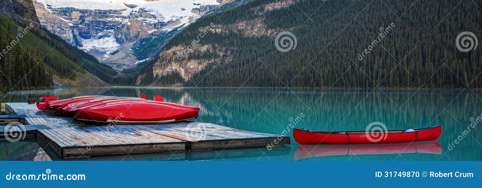 Row of Canoes, Banff National Park Stock Photo Image of pier