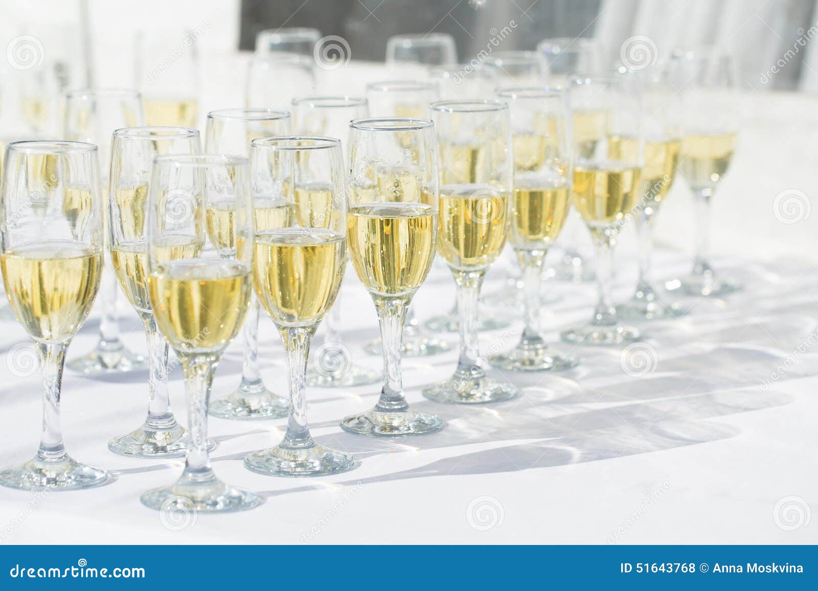 Row of champagne glasses stock photo. Image of event 51643768