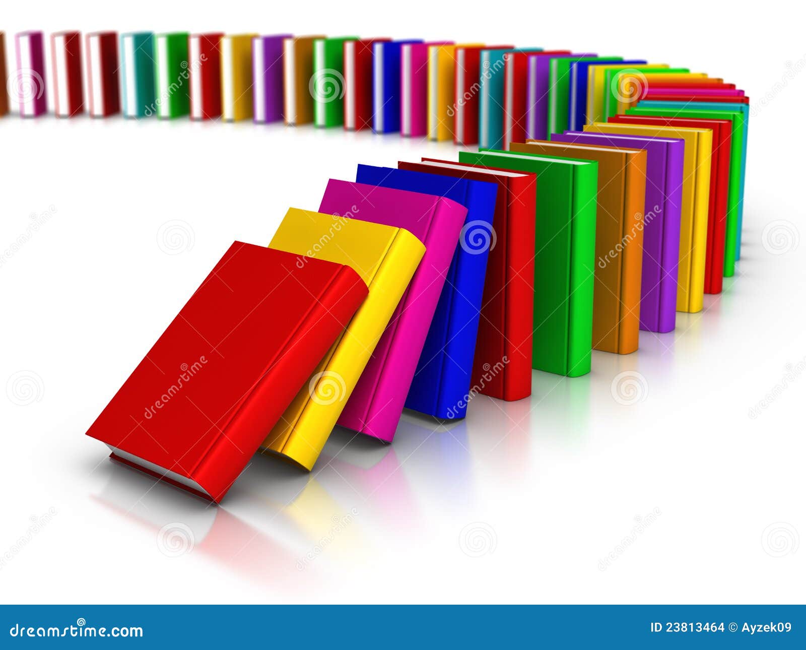 Row Of Colourful Books Domino Effect Stock Images - Image 