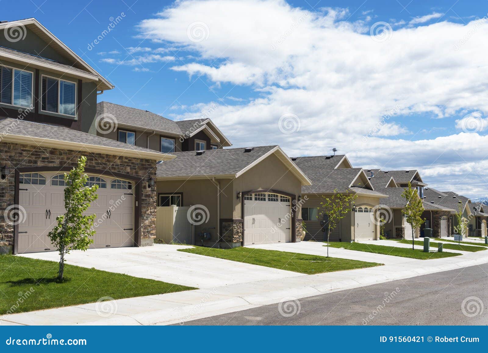 row of contemporary new houses